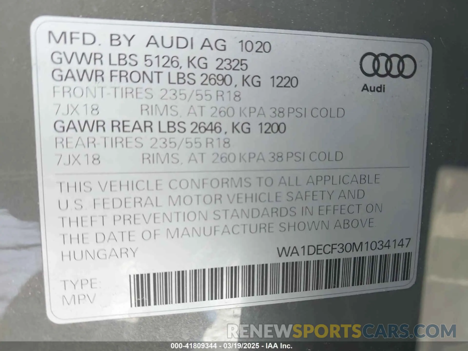 9 Фотография поврежденного автомобиля WA1DECF30M1034147 AUDI Q3 2021