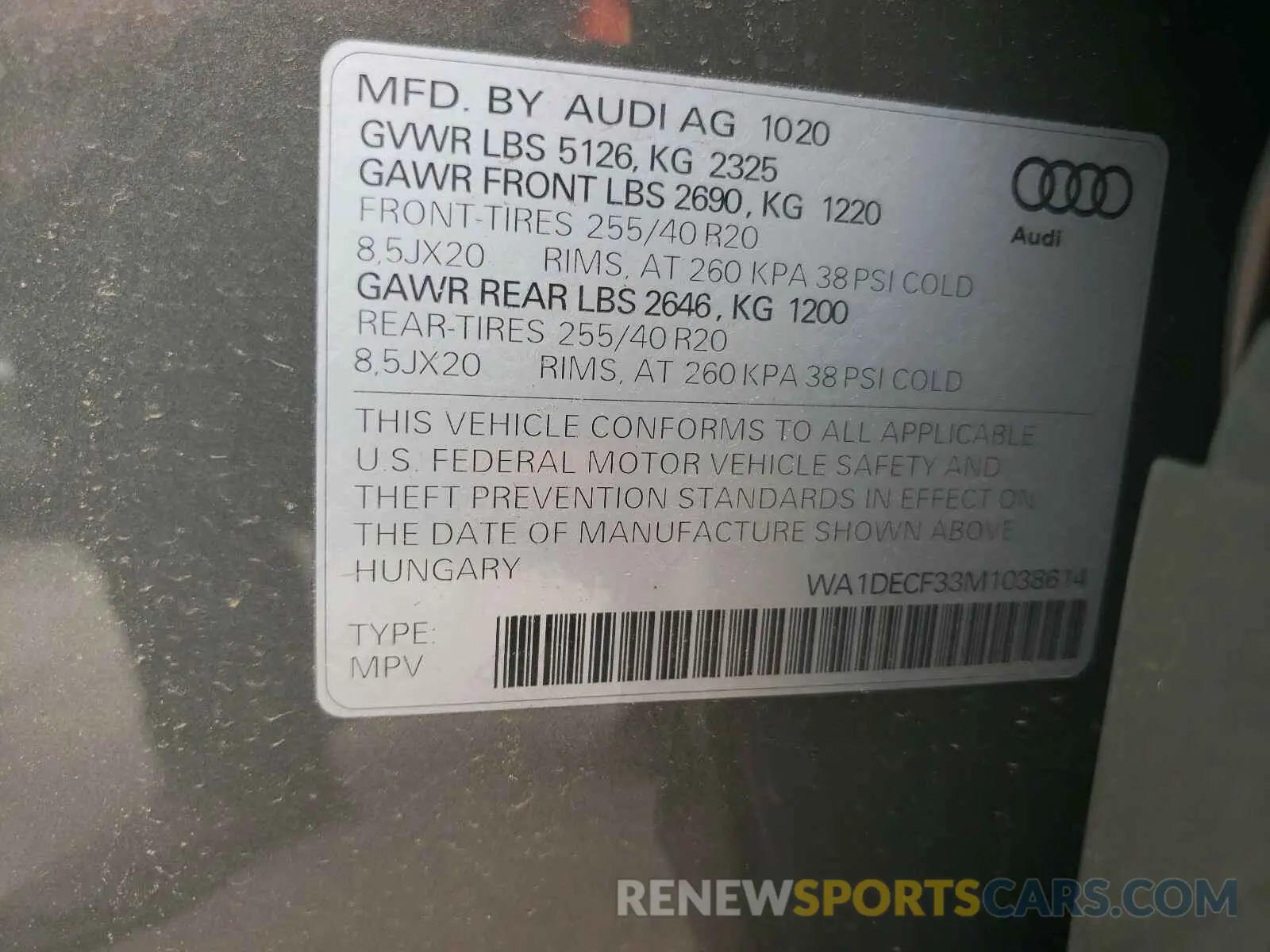 10 Photograph of a damaged car WA1DECF33M1038614 AUDI Q3 2021