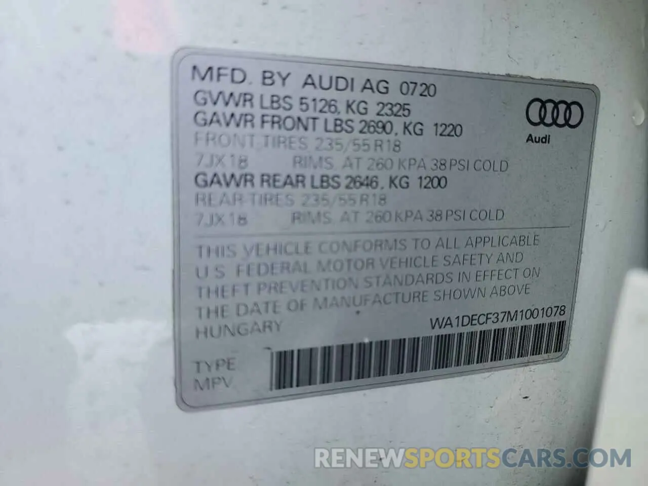 13 Фотография поврежденного автомобиля WA1DECF37M1001078 AUDI Q3 2021