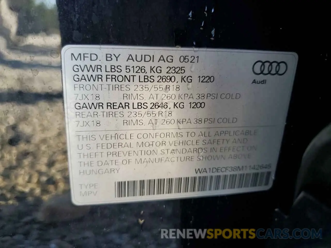 13 Фотография поврежденного автомобиля WA1DECF38M1142645 AUDI Q3 2021