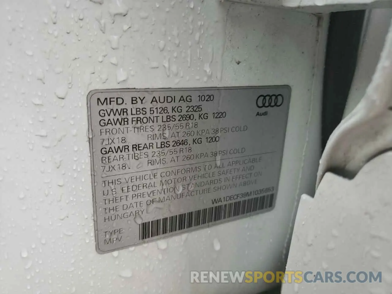 14 Фотография поврежденного автомобиля WA1DECF39M1035653 AUDI Q3 2021