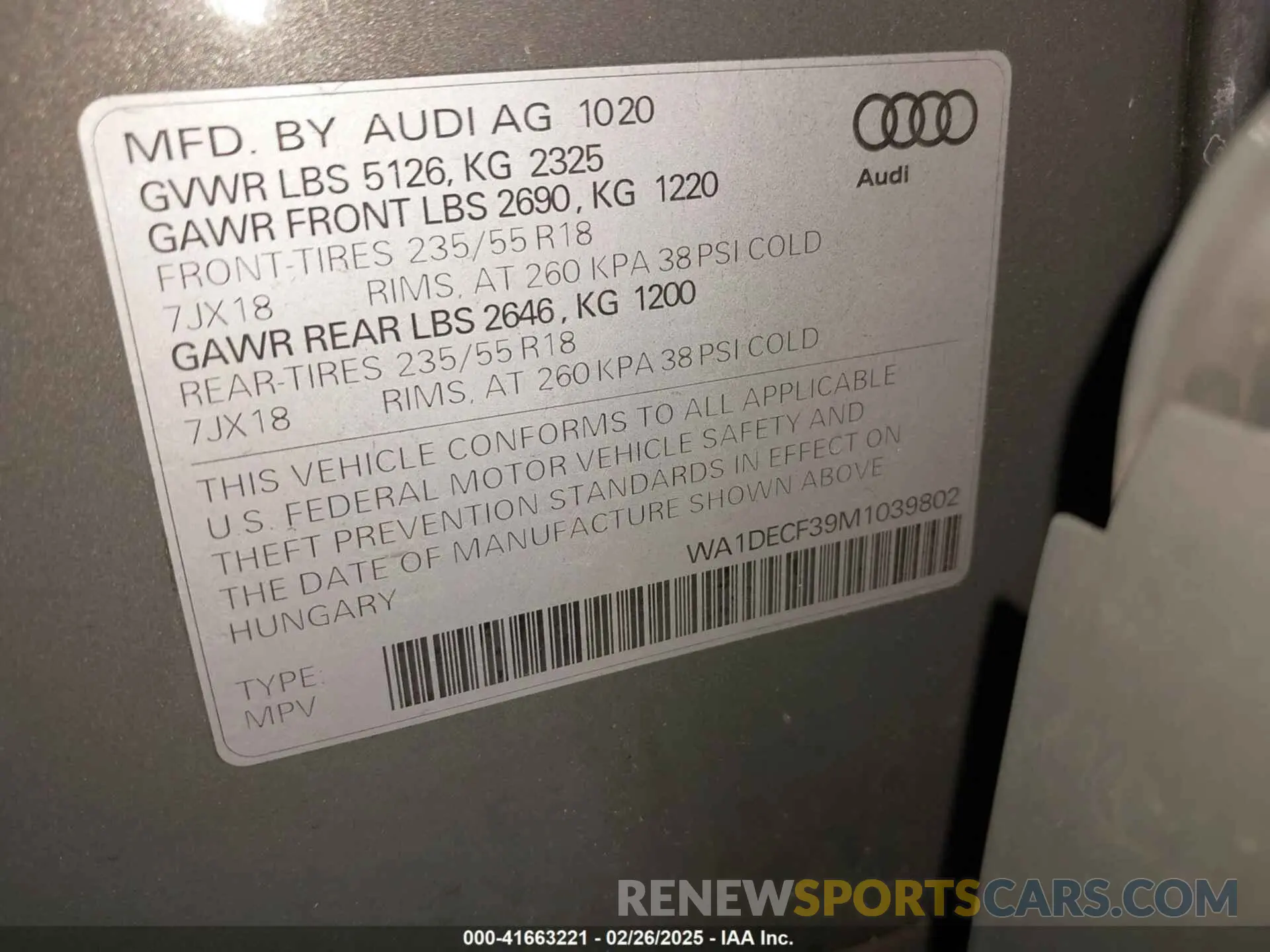 9 Фотография поврежденного автомобиля WA1DECF39M1039802 AUDI Q3 2021