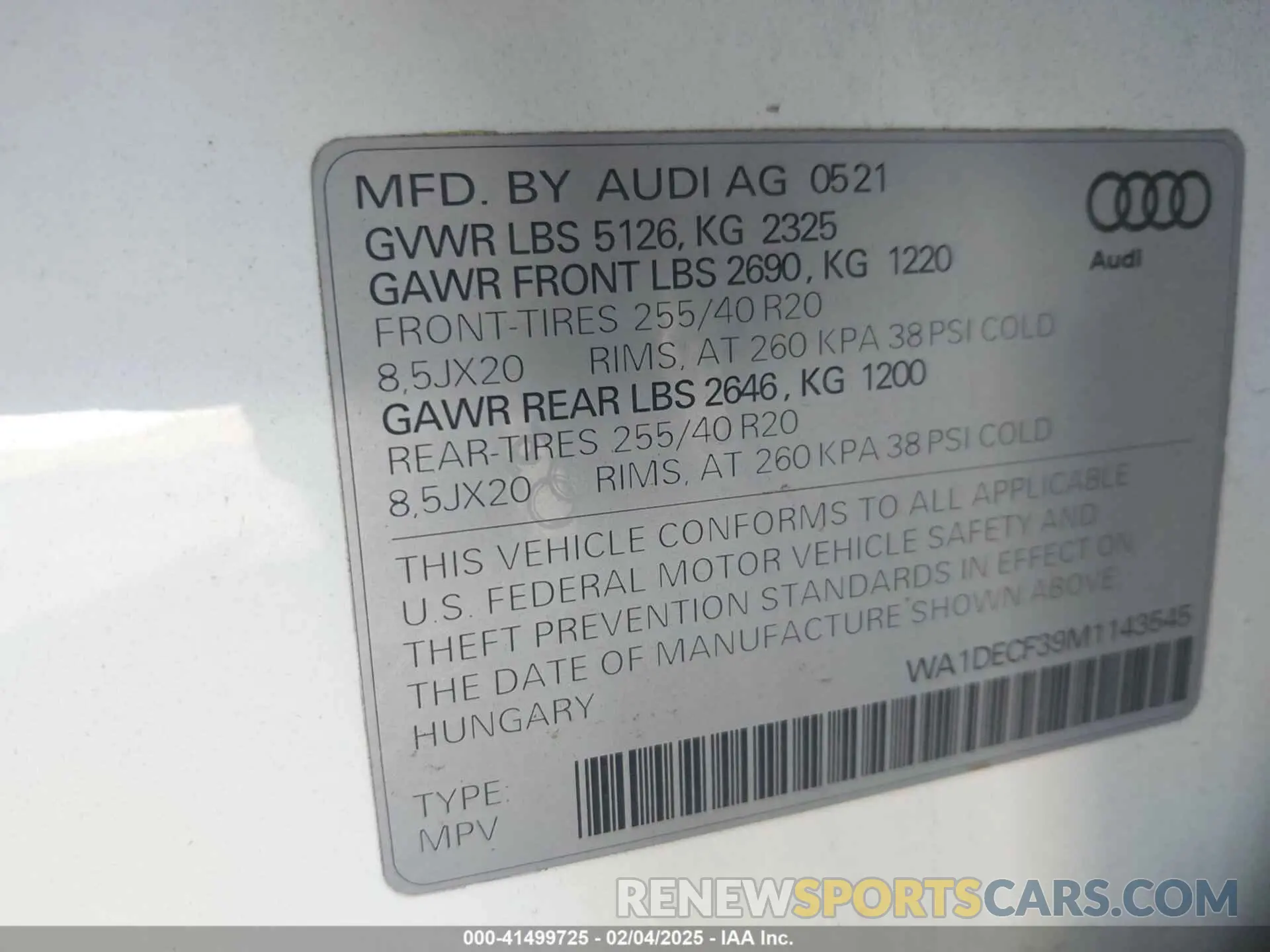 9 Фотография поврежденного автомобиля WA1DECF39M1143545 AUDI Q3 2021