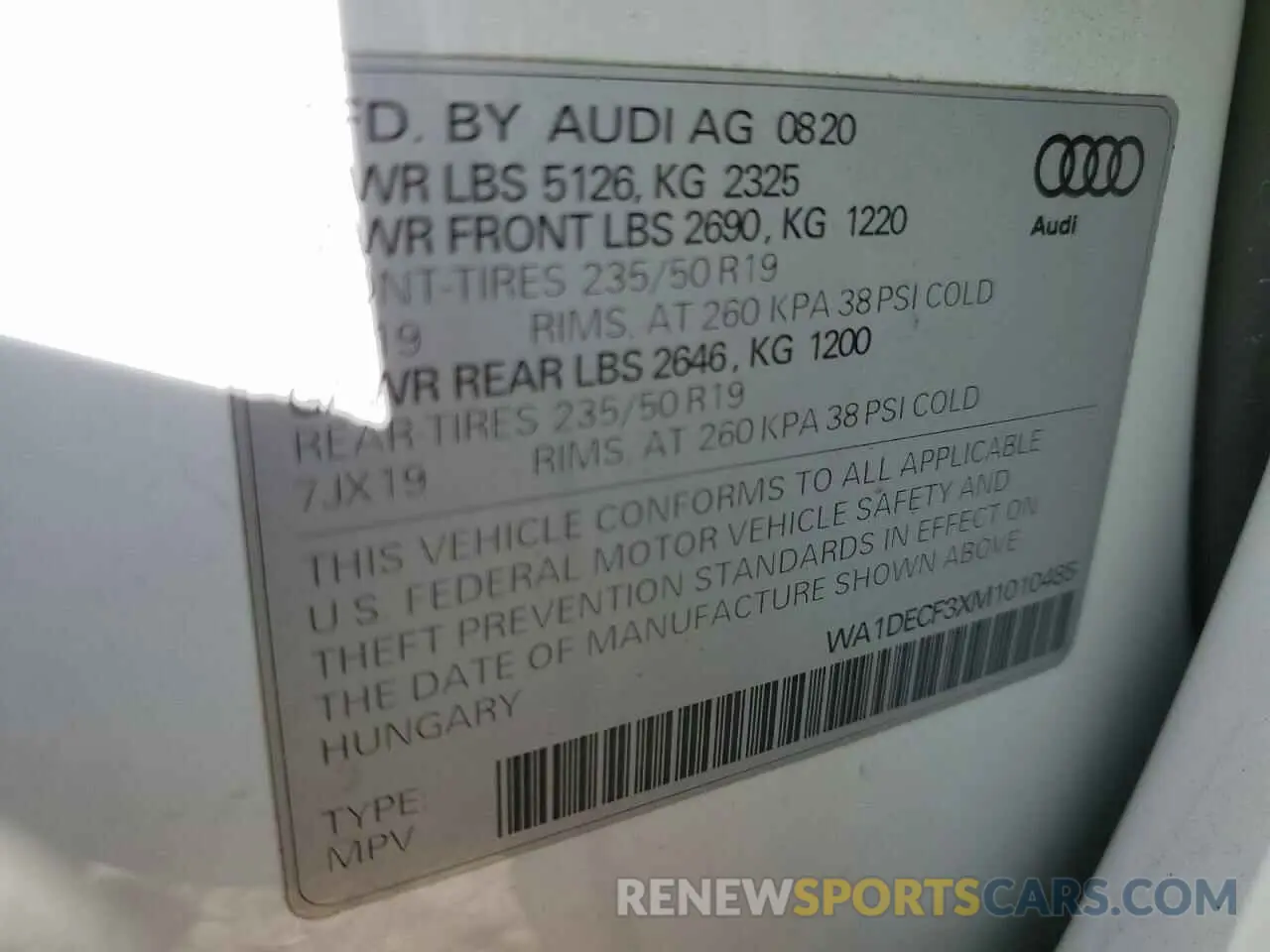 13 Фотография поврежденного автомобиля WA1DECF3XM1010485 AUDI Q3 2021