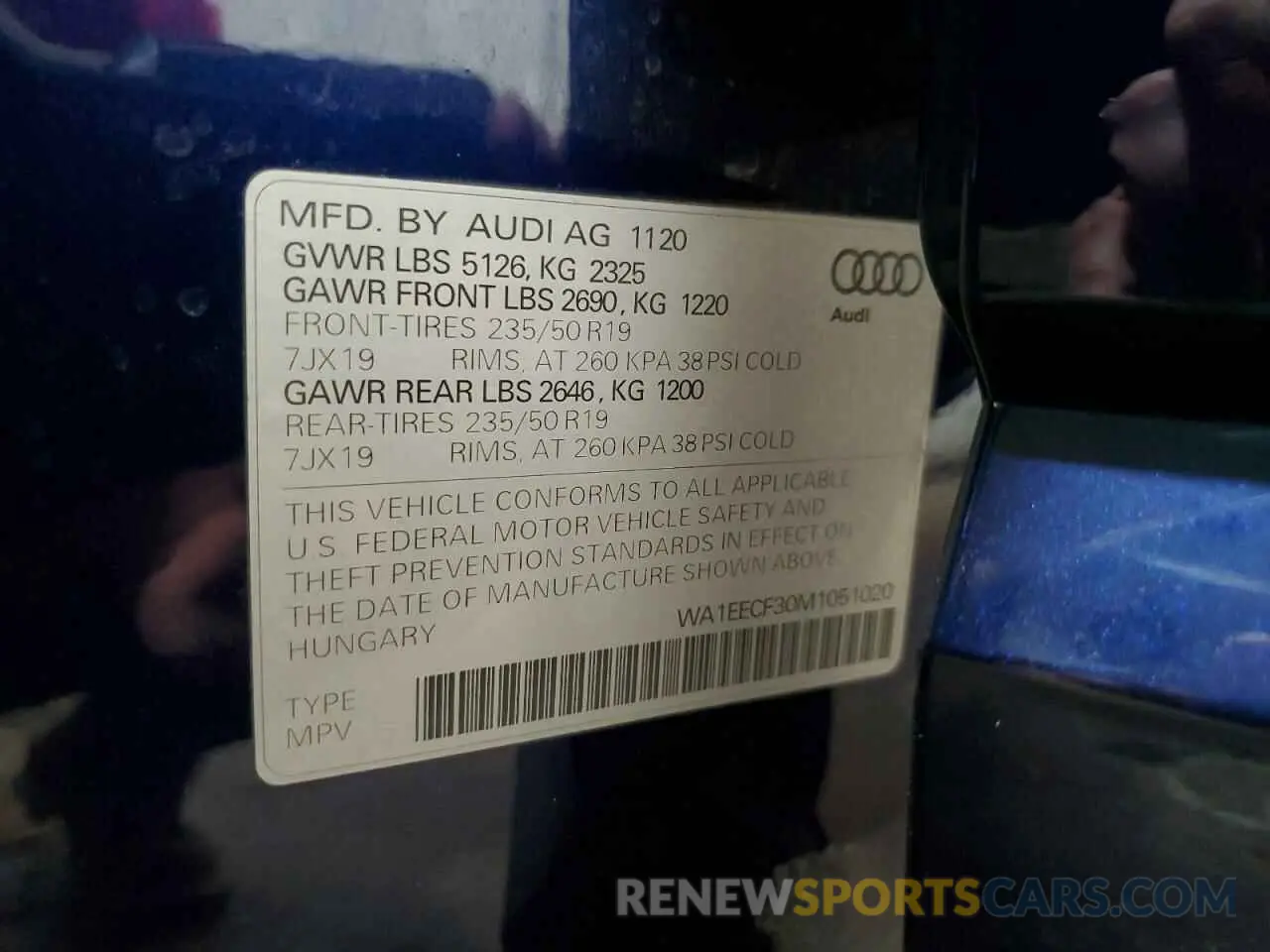 14 Photograph of a damaged car WA1EECF30M1051020 AUDI Q3 2021