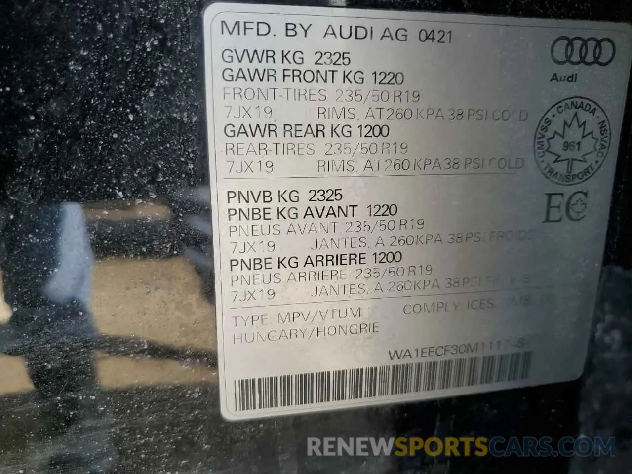 13 Фотография поврежденного автомобиля WA1EECF30M1117484 AUDI Q3 2021