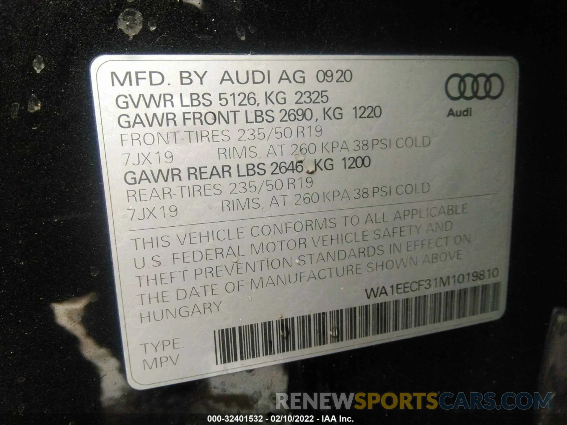 9 Фотография поврежденного автомобиля WA1EECF31M1019810 AUDI Q3 2021