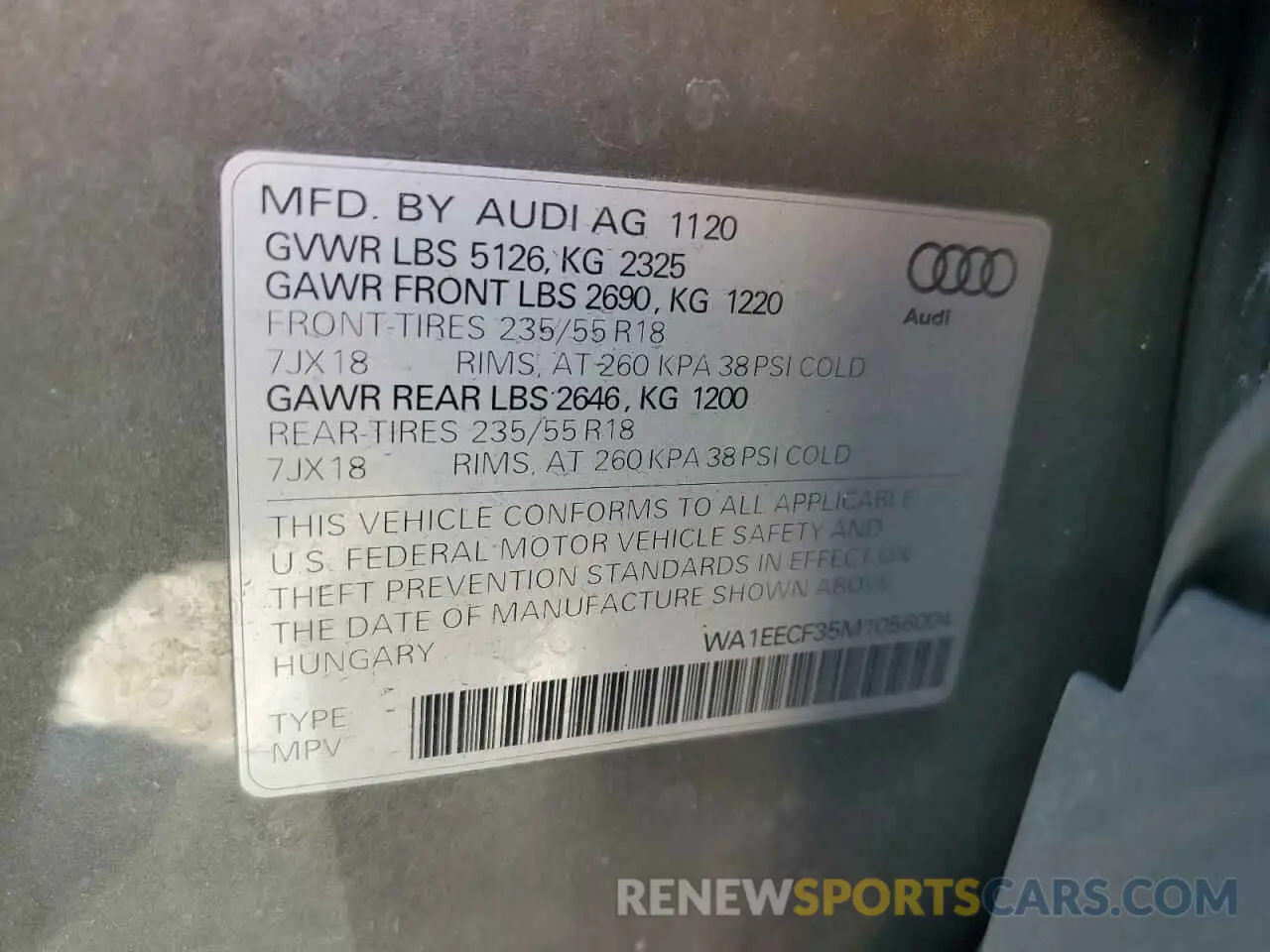 13 Фотография поврежденного автомобиля WA1EECF35M1056004 AUDI Q3 2021
