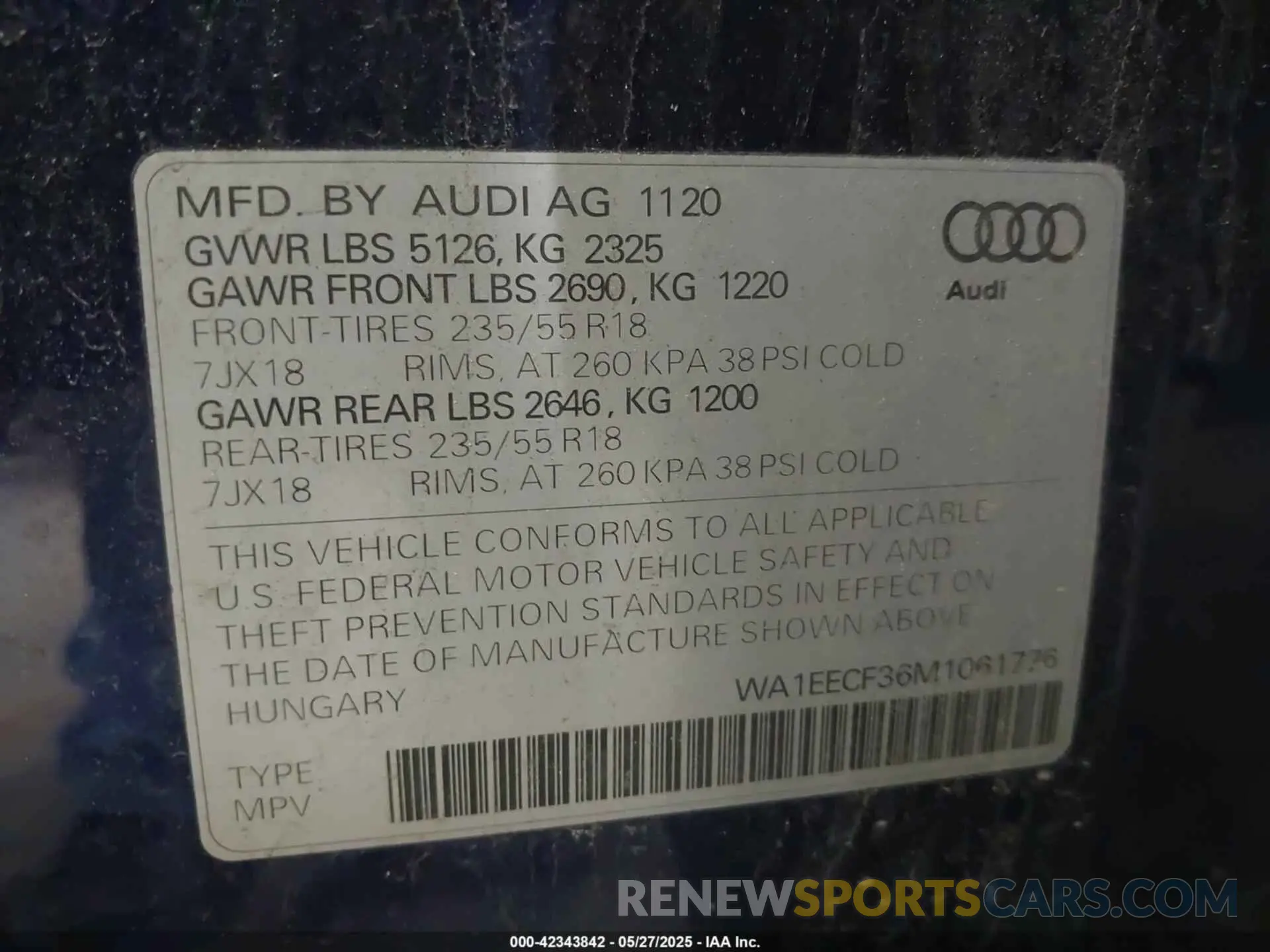 9 Photograph of a damaged car WA1EECF36M1061776 AUDI Q3 2021