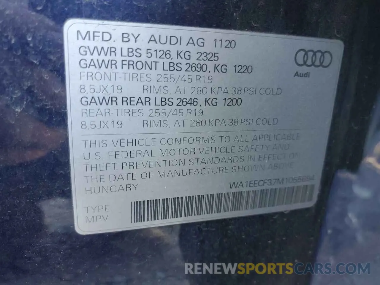 13 Фотография поврежденного автомобиля WA1EECF37M1055694 AUDI Q3 2021