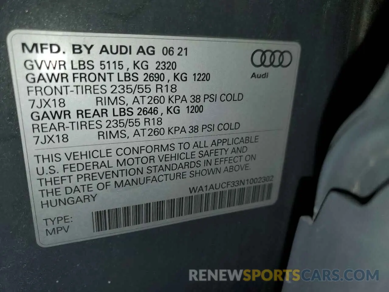 13 Фотография поврежденного автомобиля WA1AUCF33N1002302 AUDI Q3 2022