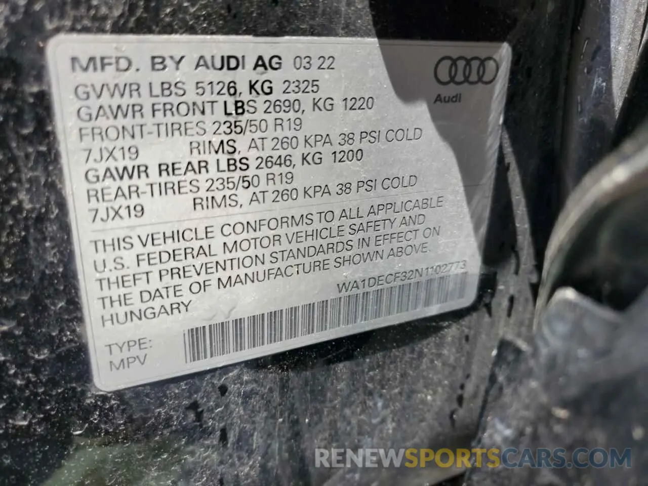 13 Фотография поврежденного автомобиля WA1DECF32N1102773 AUDI Q3 2022