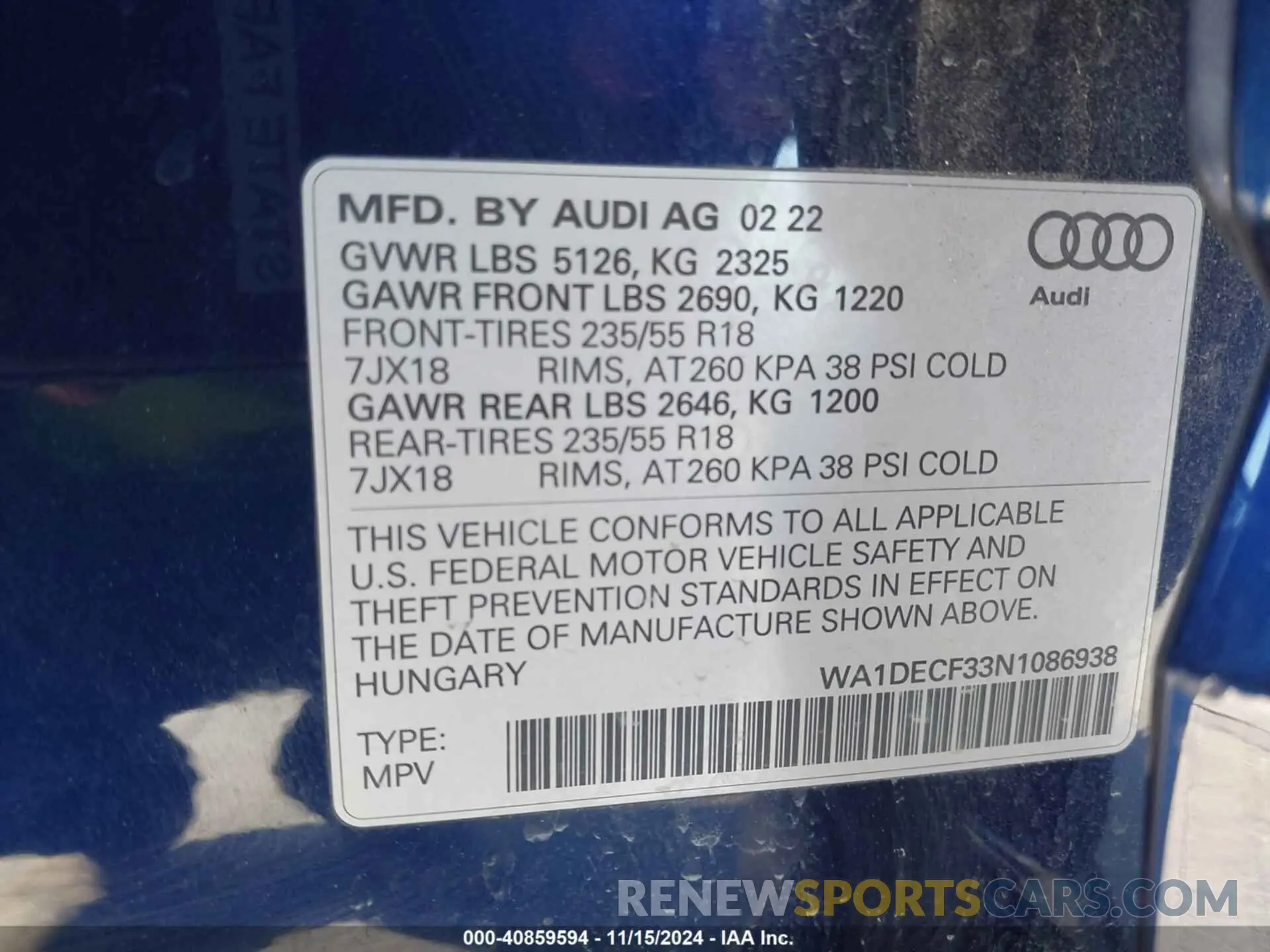 9 Фотография поврежденного автомобиля WA1DECF33N1086938 AUDI Q3 2022