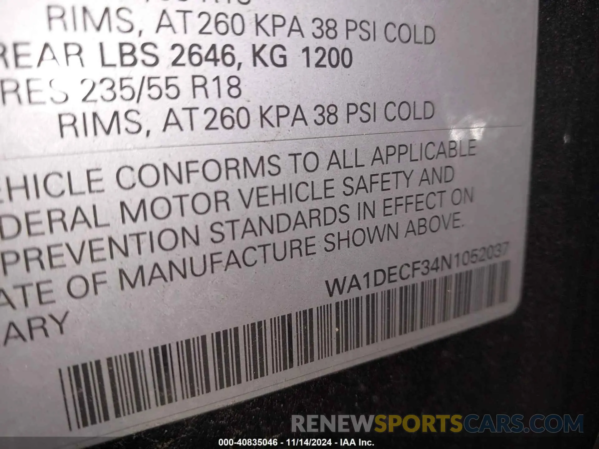 9 Фотография поврежденного автомобиля WA1DECF34N1052037 AUDI Q3 2022