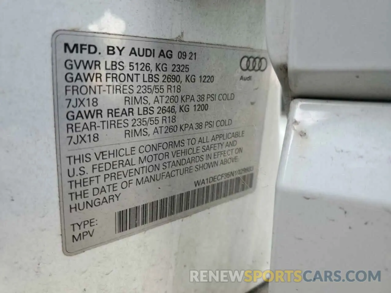 13 Фотография поврежденного автомобиля WA1DECF35N1029933 AUDI Q3 2022