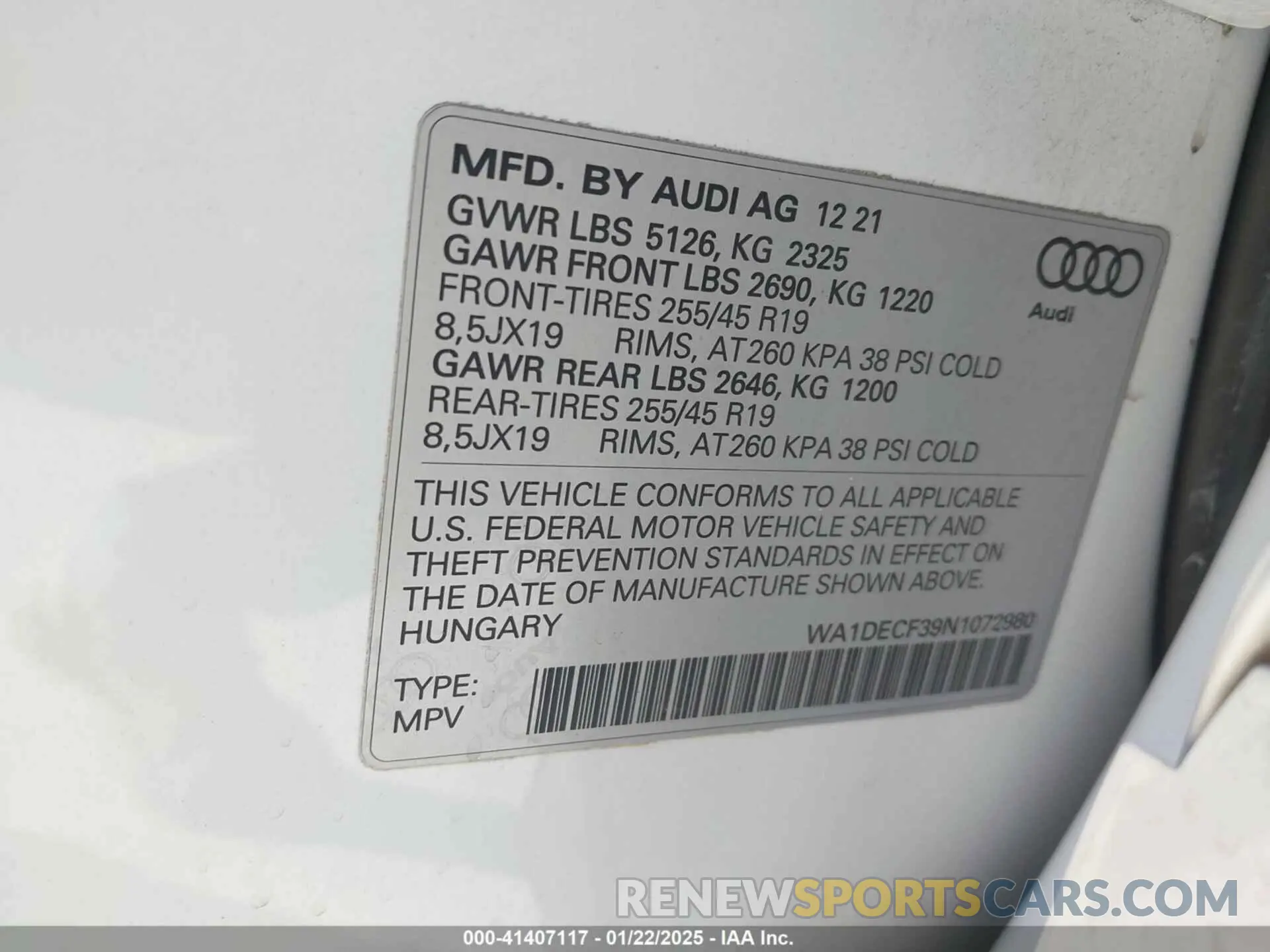 9 Фотография поврежденного автомобиля WA1DECF39N1072980 AUDI Q3 2022