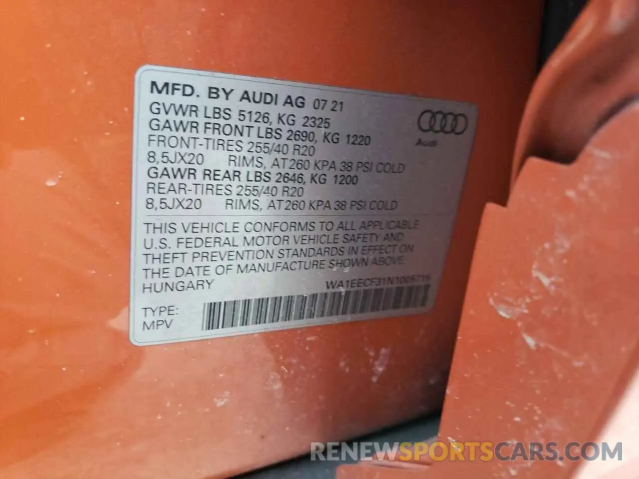 14 Photograph of a damaged car WA1EECF31N1005715 AUDI Q3 2022