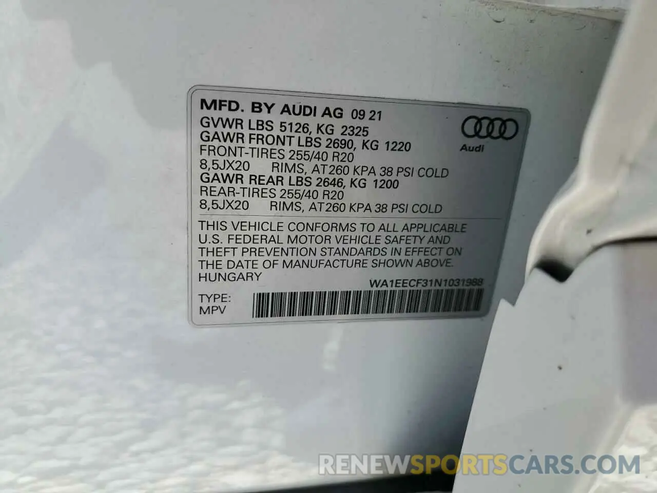 13 Photograph of a damaged car WA1EECF31N1031988 AUDI Q3 2022