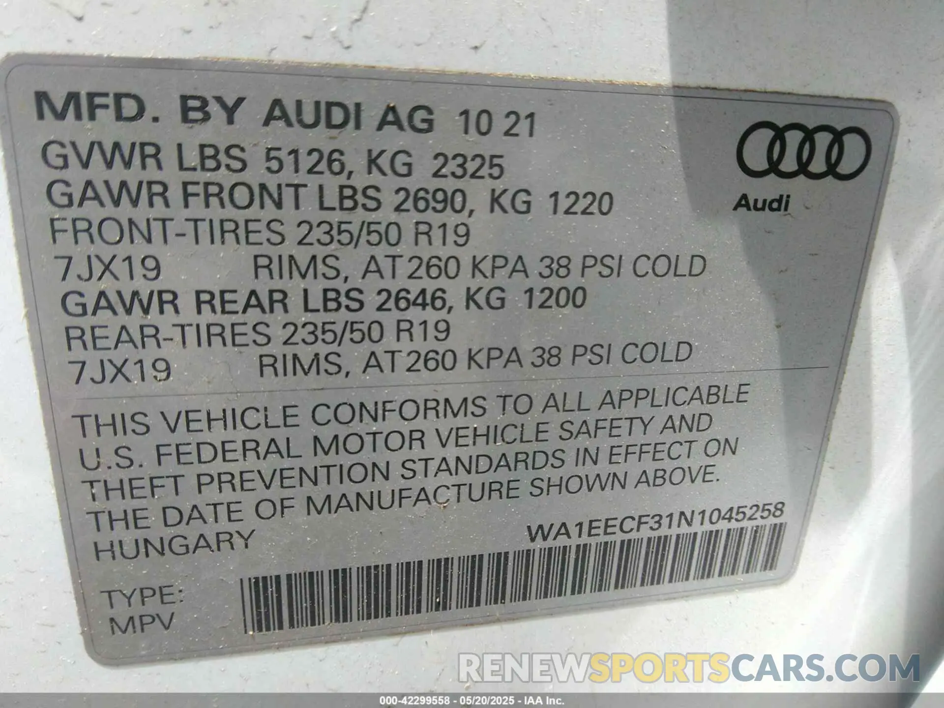 9 Фотография поврежденного автомобиля WA1EECF31N1045258 AUDI Q3 2022