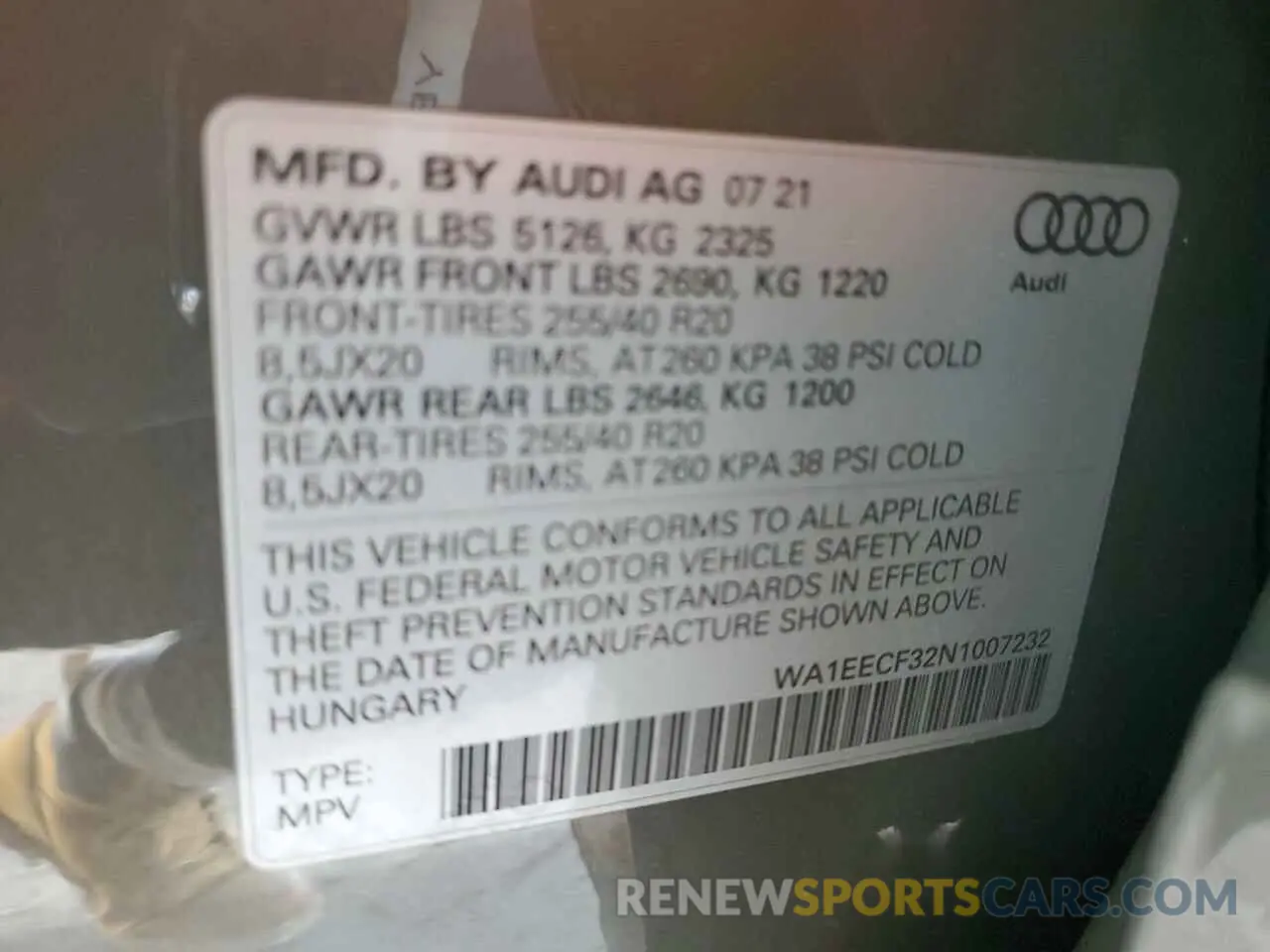 13 Фотография поврежденного автомобиля WA1EECF32N1007232 AUDI Q3 2022