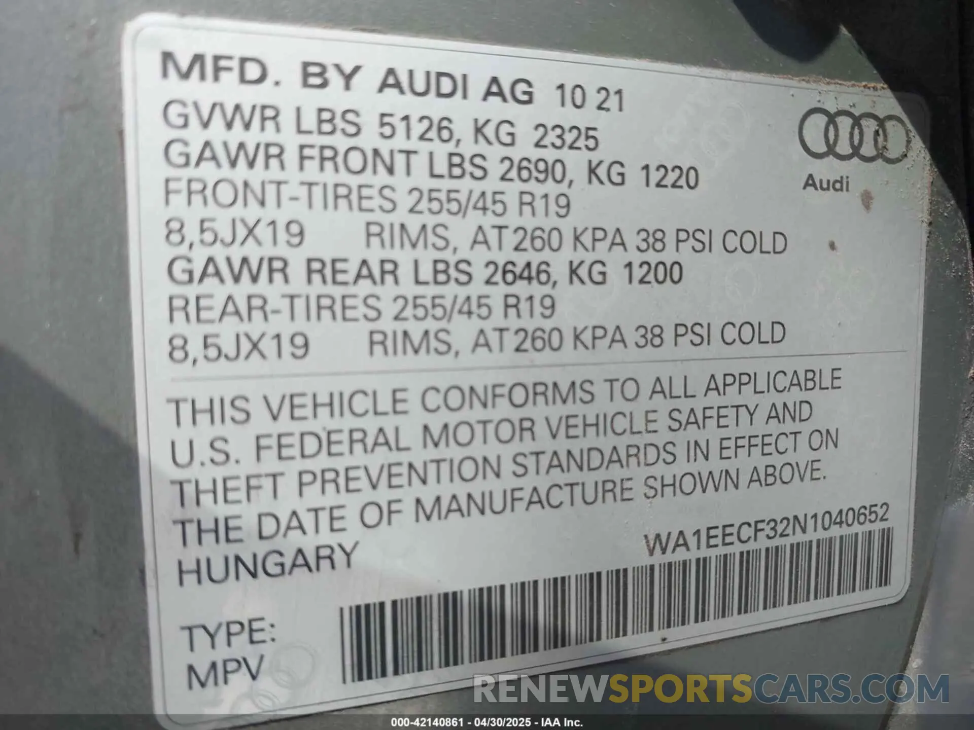 9 Фотография поврежденного автомобиля WA1EECF32N1040652 AUDI Q3 2022