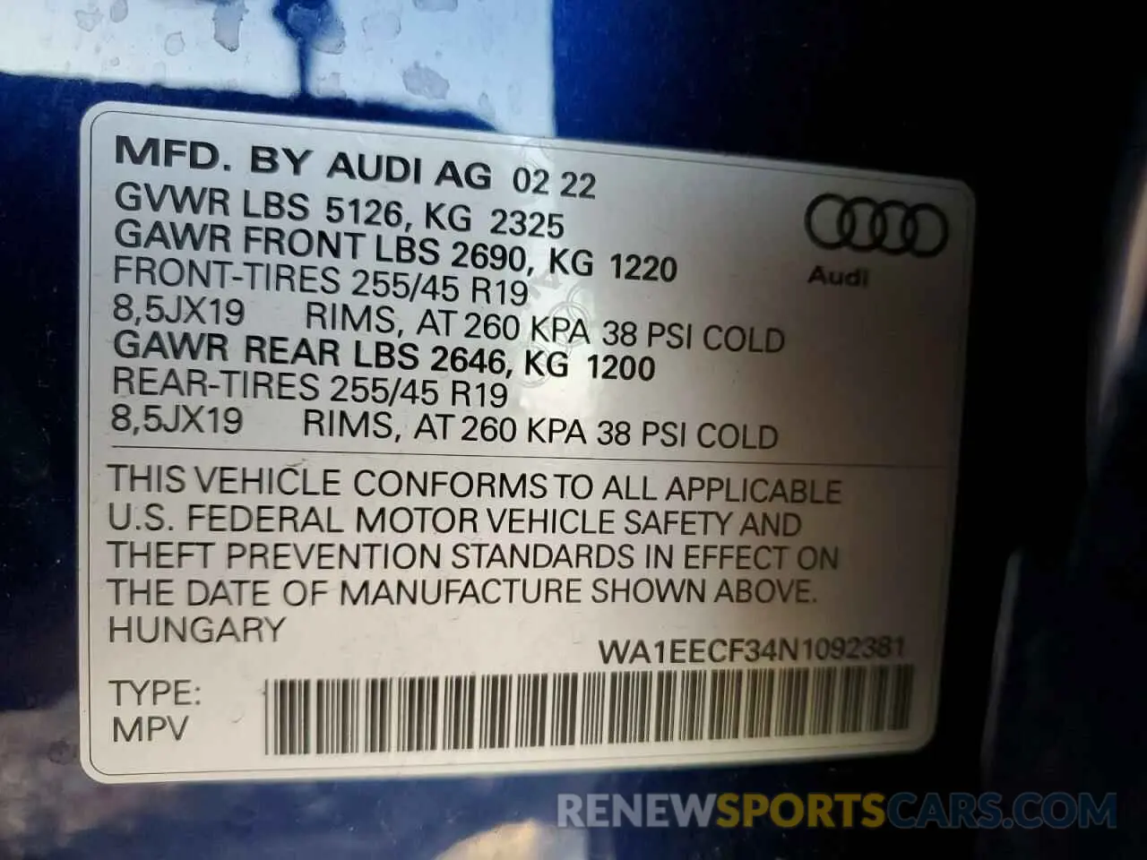 13 Фотография поврежденного автомобиля WA1EECF34N1092381 AUDI Q3 2022