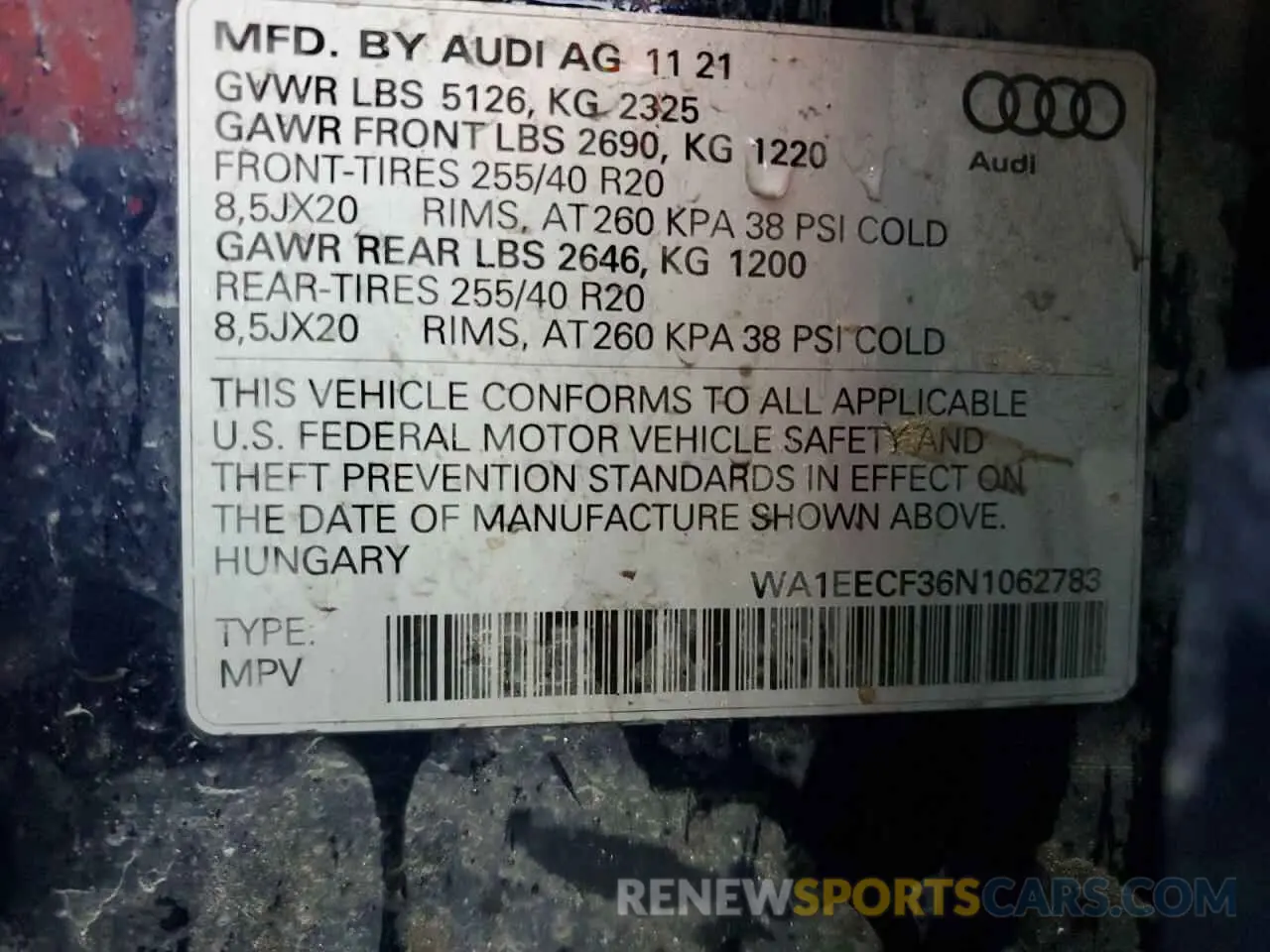 13 Photograph of a damaged car WA1EECF36N1062783 AUDI Q3 2022