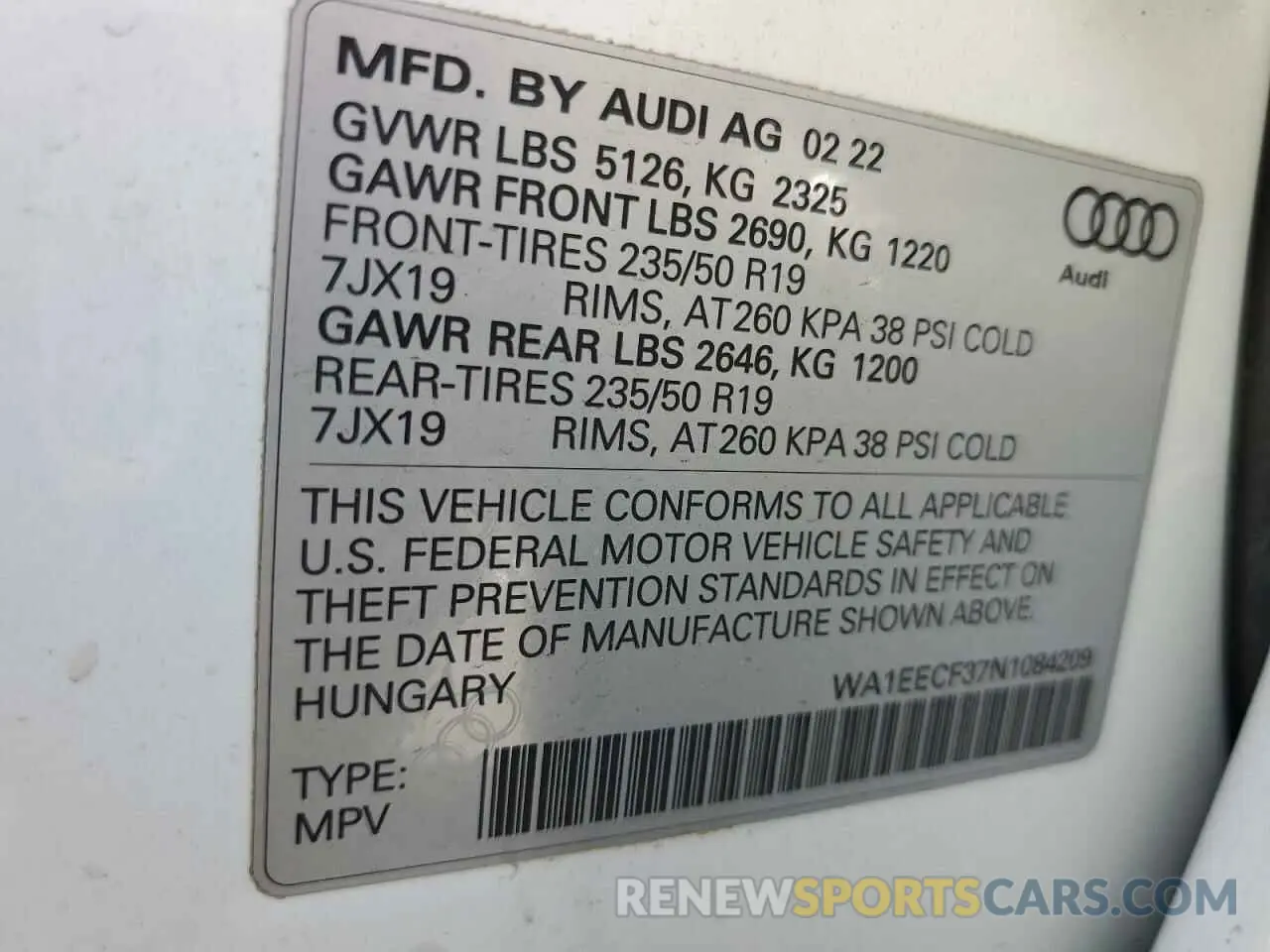 13 Photograph of a damaged car WA1EECF37N1084209 AUDI Q3 2022
