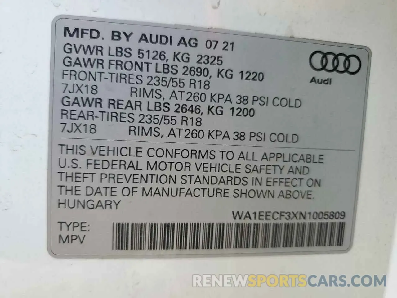 13 Фотография поврежденного автомобиля WA1EECF3XN1005809 AUDI Q3 2022