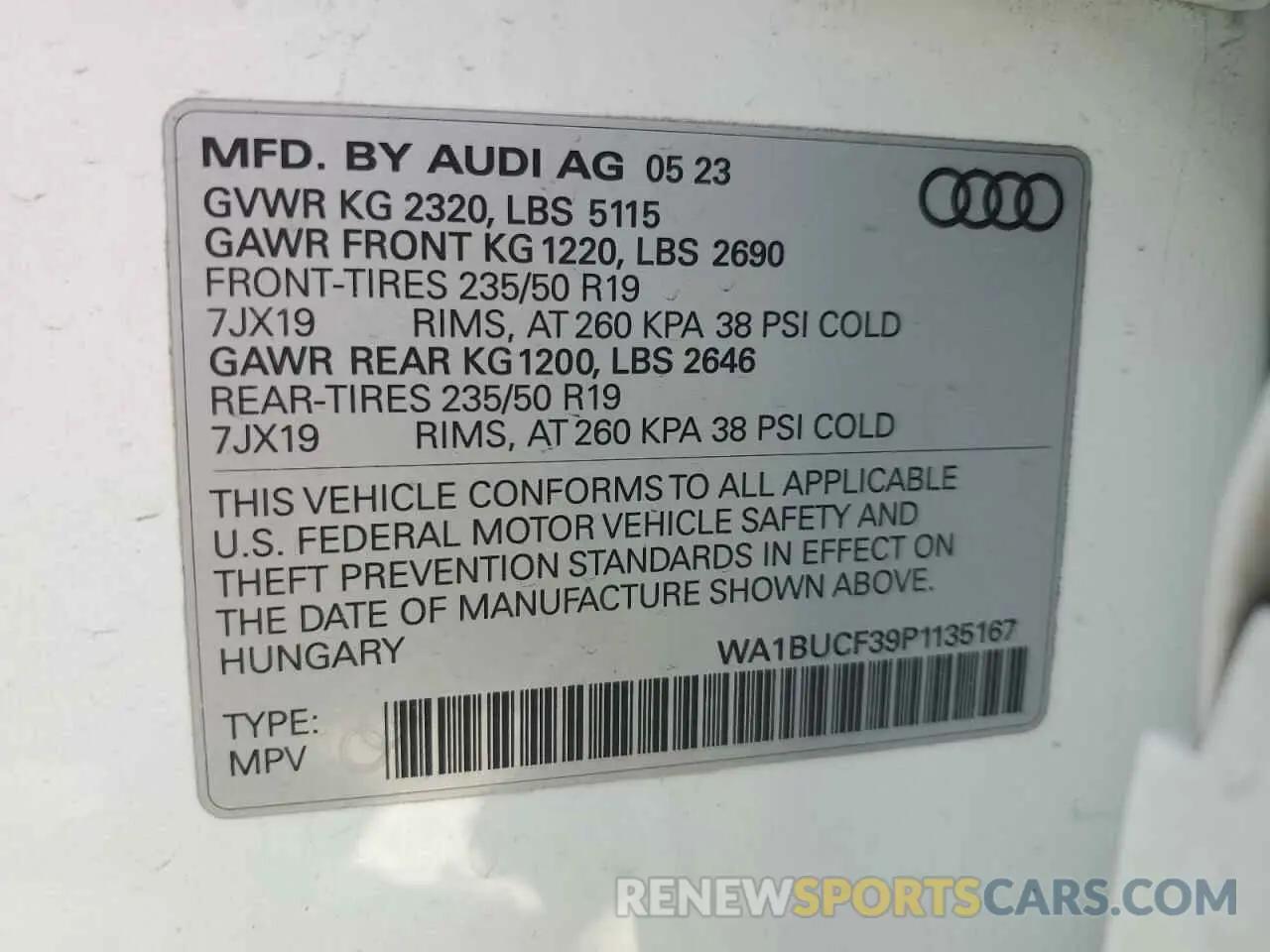 13 Фотография поврежденного автомобиля WA1BUCF39P1135167 AUDI Q3 2023
