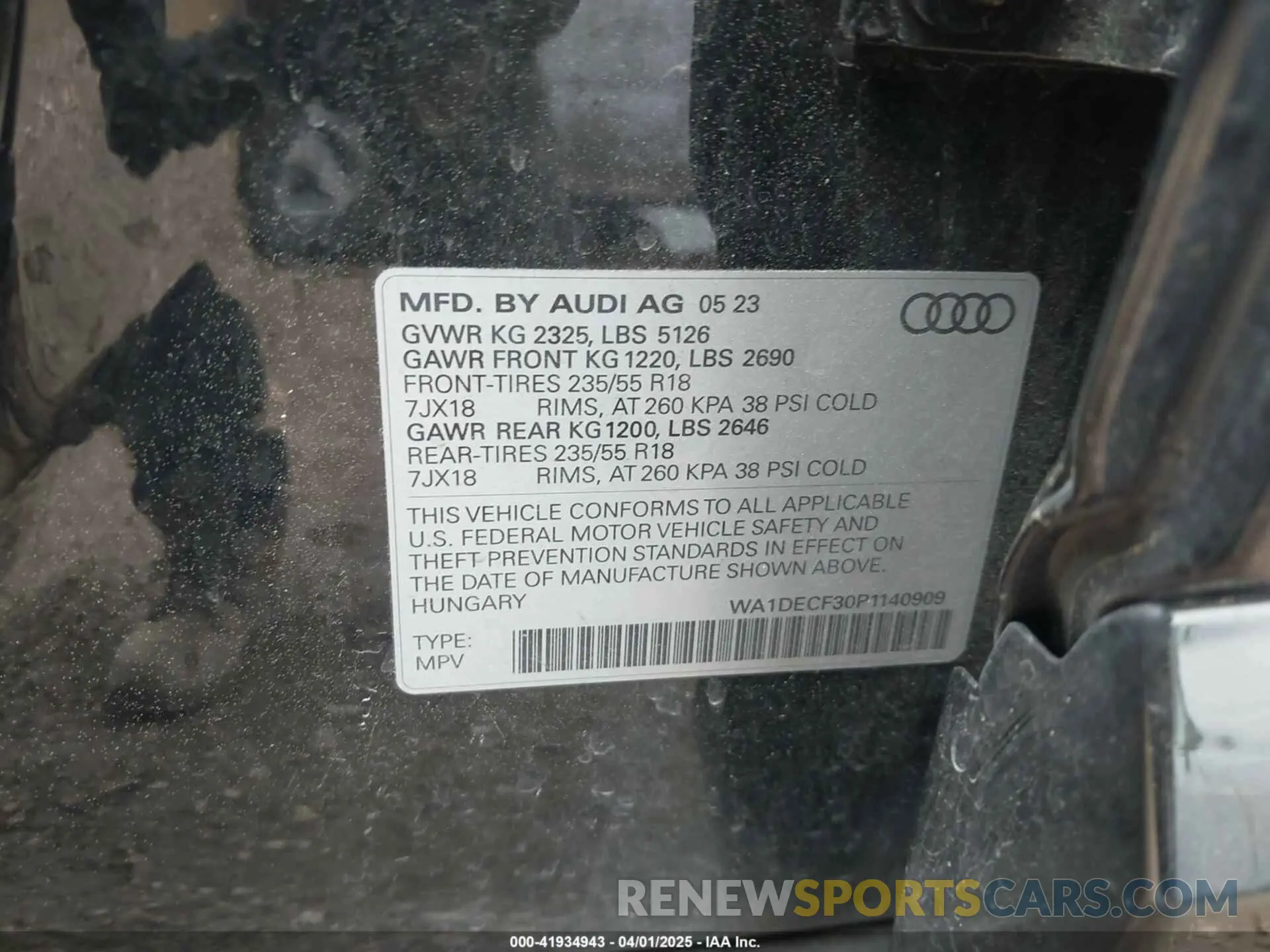 9 Фотография поврежденного автомобиля WA1DECF30P1140909 AUDI Q3 2023