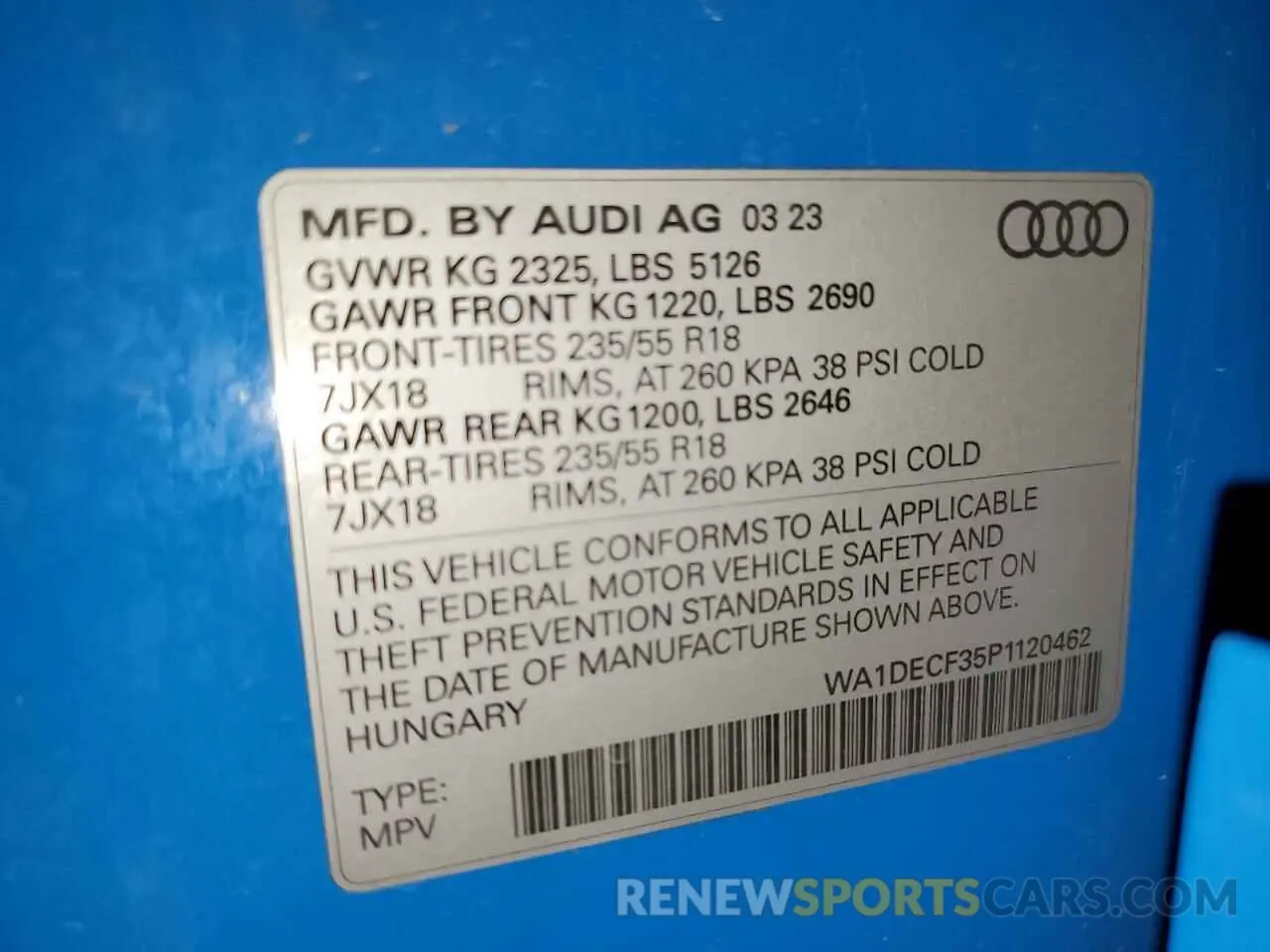 13 Photograph of a damaged car WA1DECF35P1120462 AUDI Q3 2023
