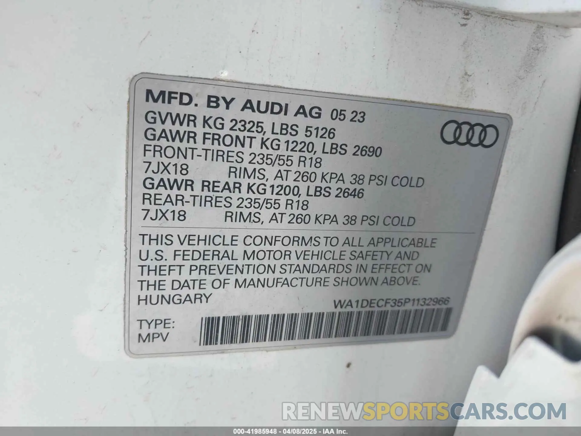 9 Фотография поврежденного автомобиля WA1DECF35P1132966 AUDI Q3 2023