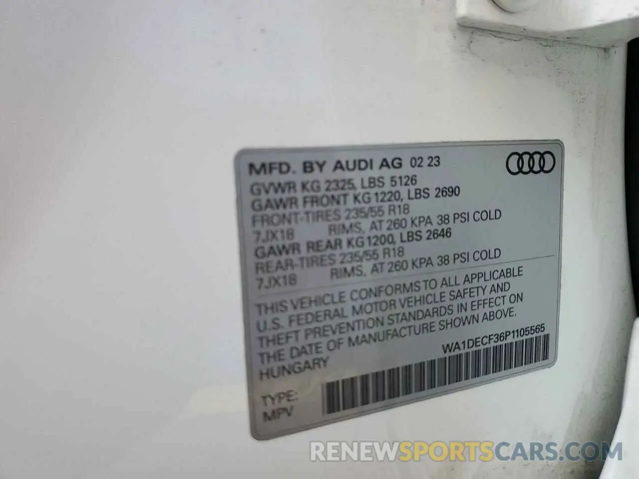 13 Фотография поврежденного автомобиля WA1DECF36P1105565 AUDI Q3 2023