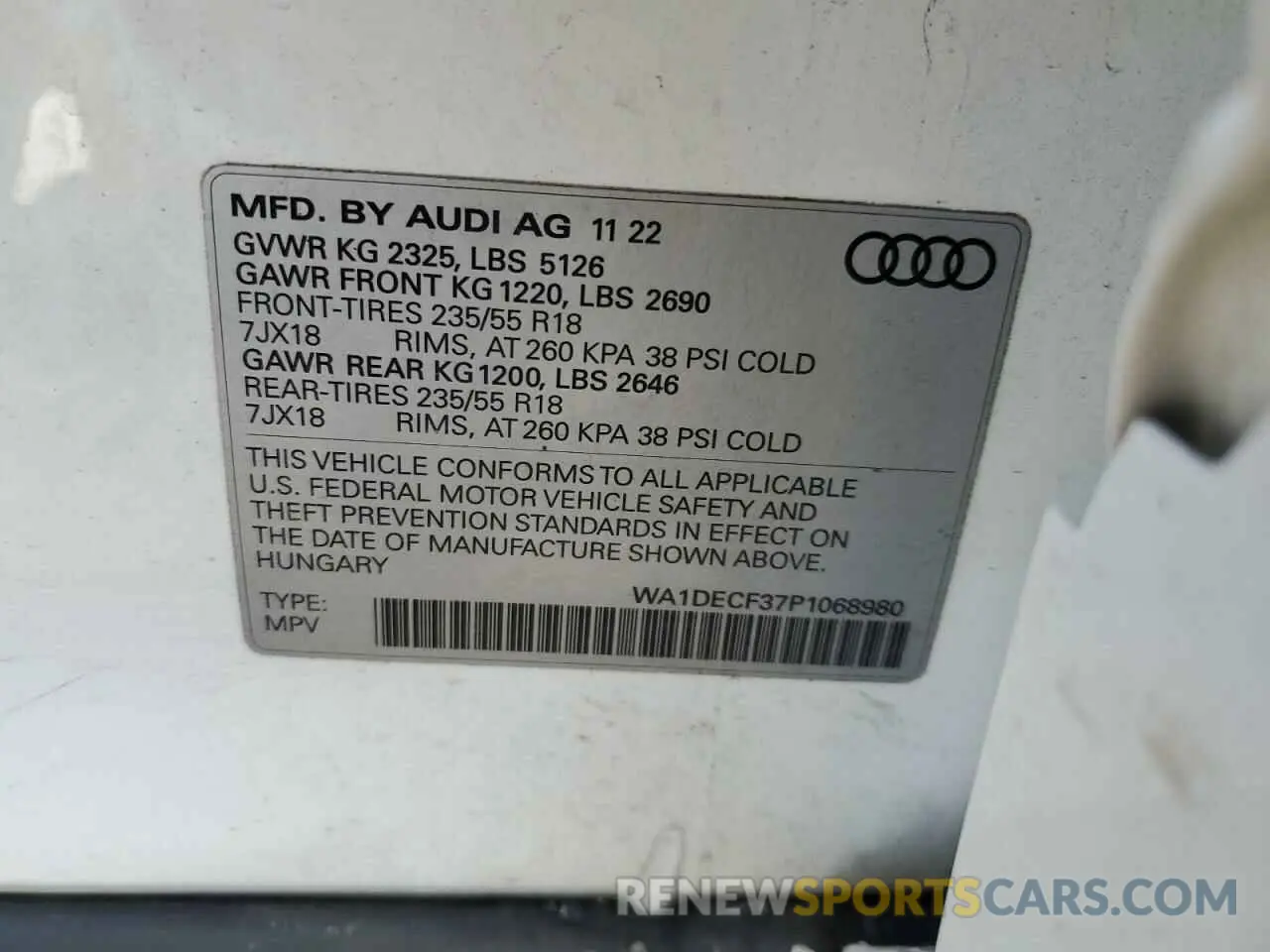 13 Фотография поврежденного автомобиля WA1DECF37P1068980 AUDI Q3 2023