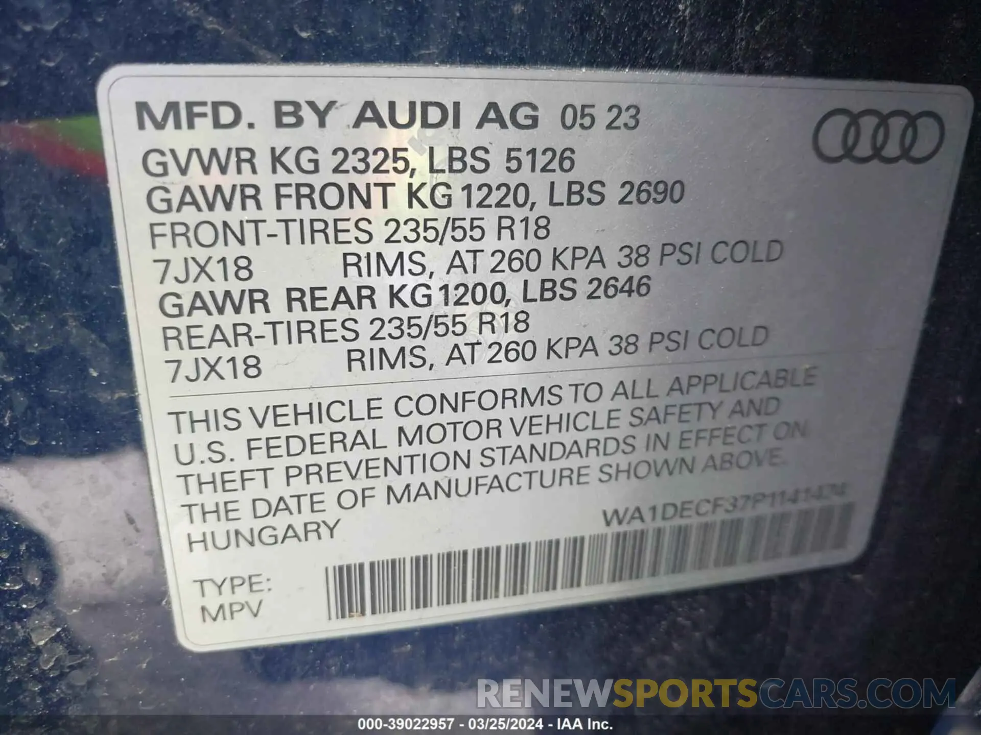 9 Фотография поврежденного автомобиля WA1DECF37P1141474 AUDI Q3 2023