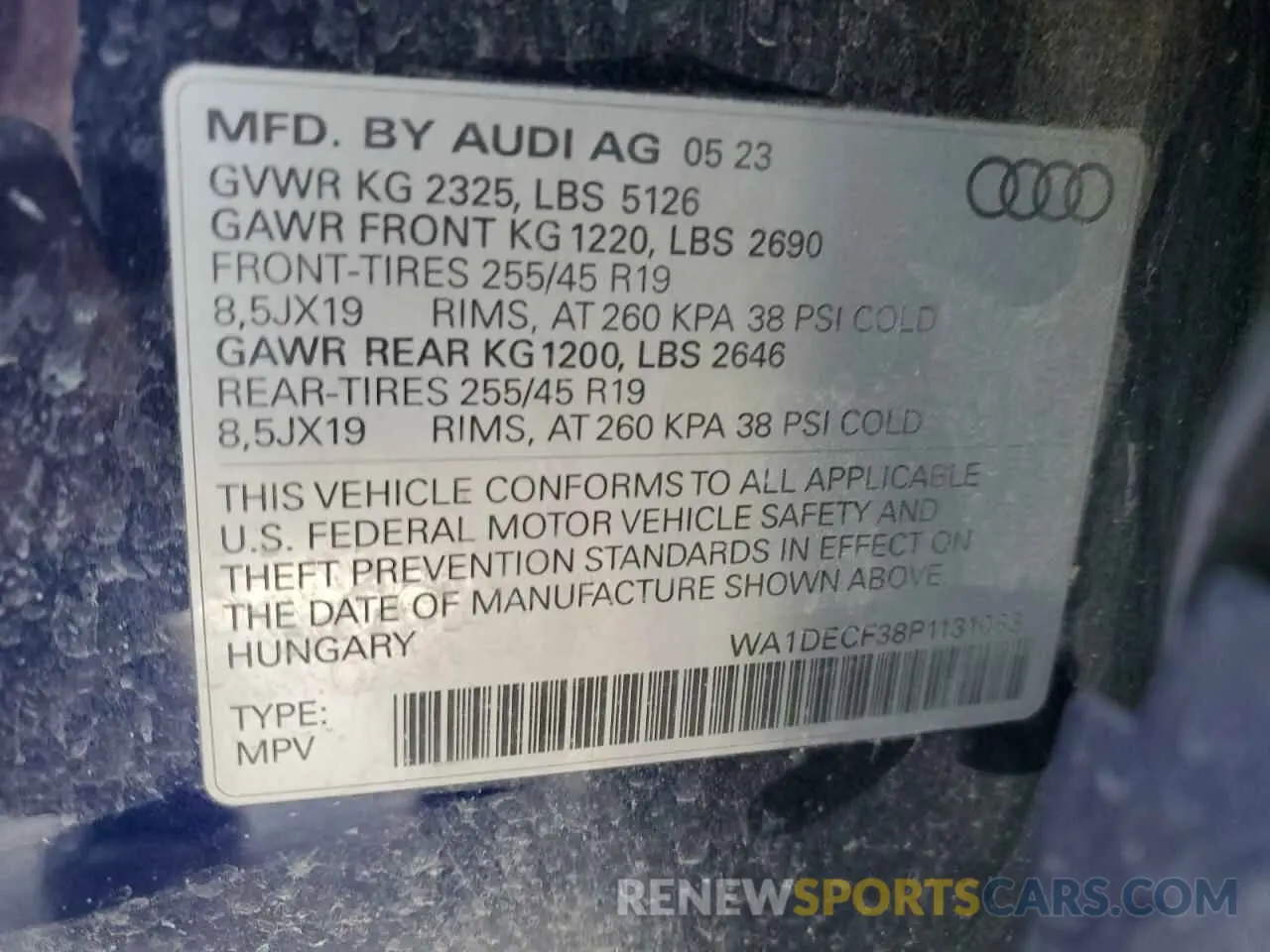 13 Фотография поврежденного автомобиля WA1DECF38P1131083 AUDI Q3 2023