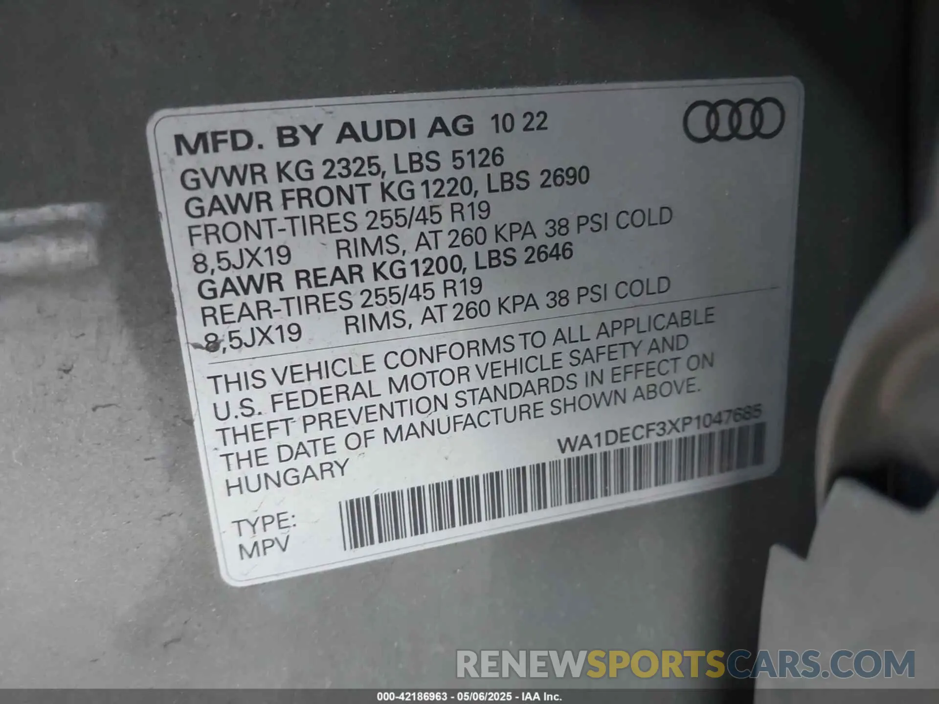9 Фотография поврежденного автомобиля WA1DECF3XP1047685 AUDI Q3 2023