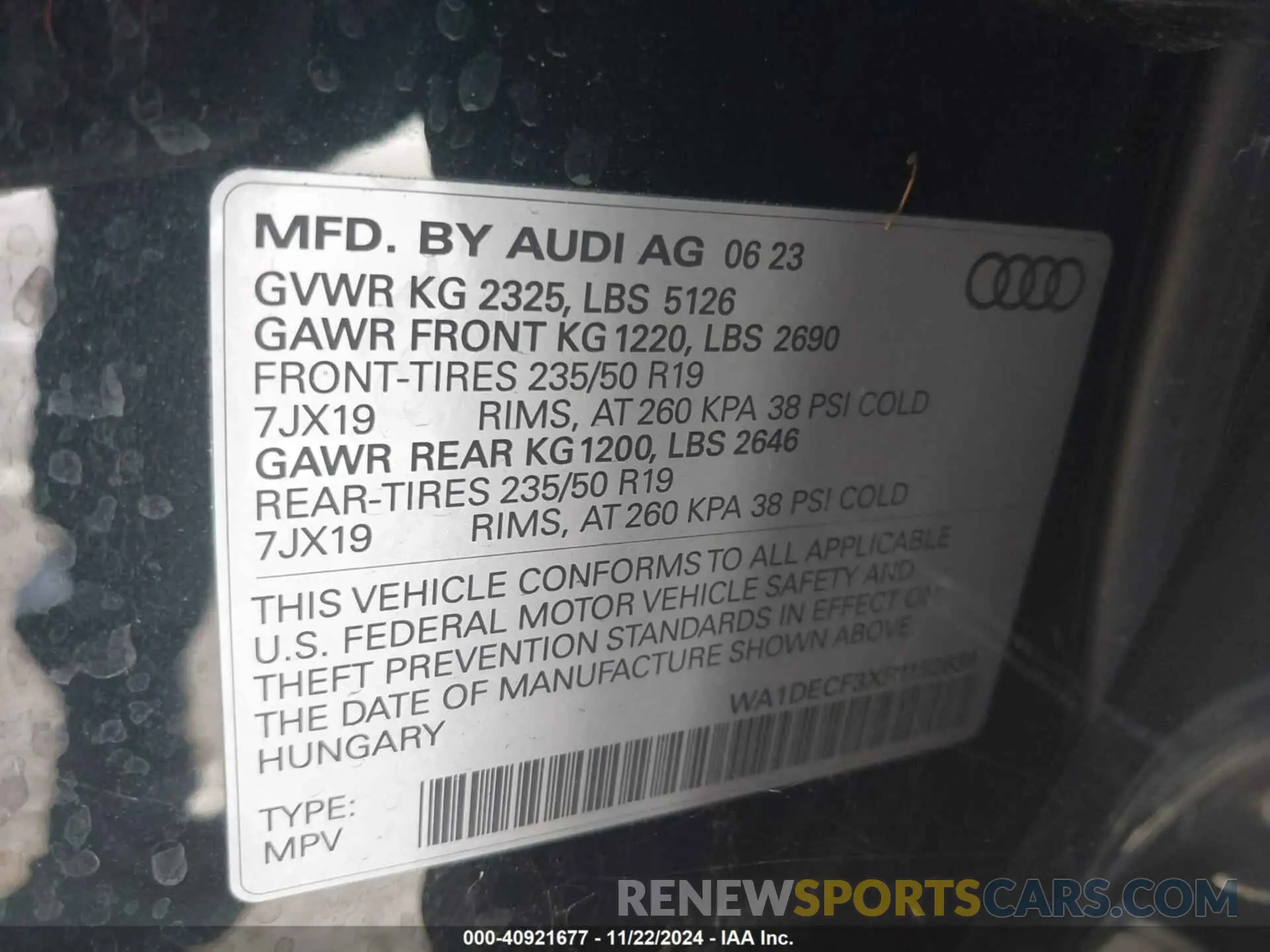 9 Фотография поврежденного автомобиля WA1DECF3XP1152839 AUDI Q3 2023