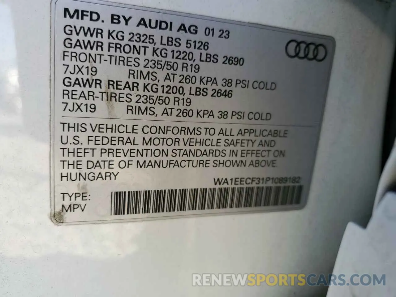 13 Фотография поврежденного автомобиля WA1EECF31P1089182 AUDI Q3 2023