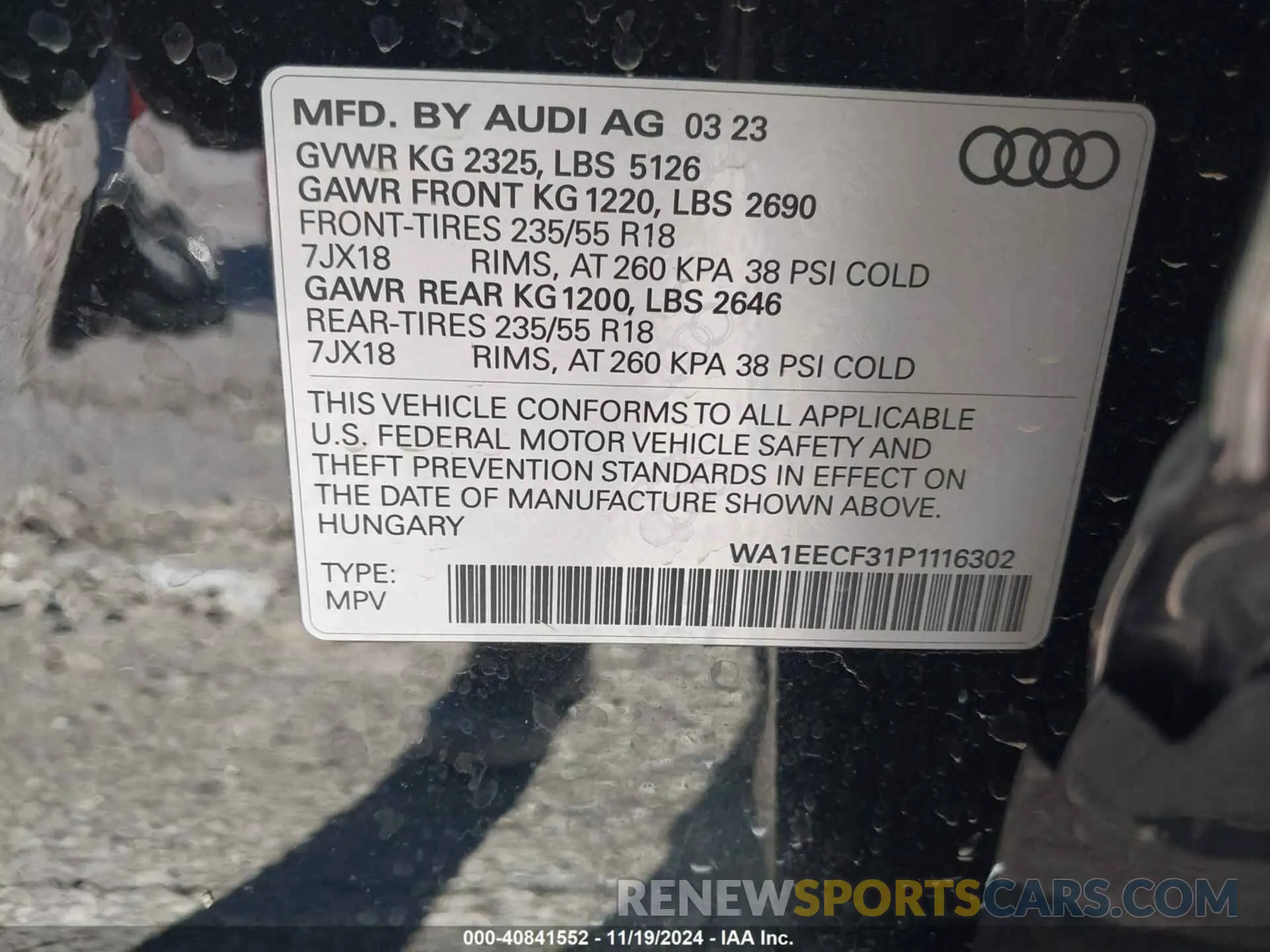 9 Фотография поврежденного автомобиля WA1EECF31P1116302 AUDI Q3 2023