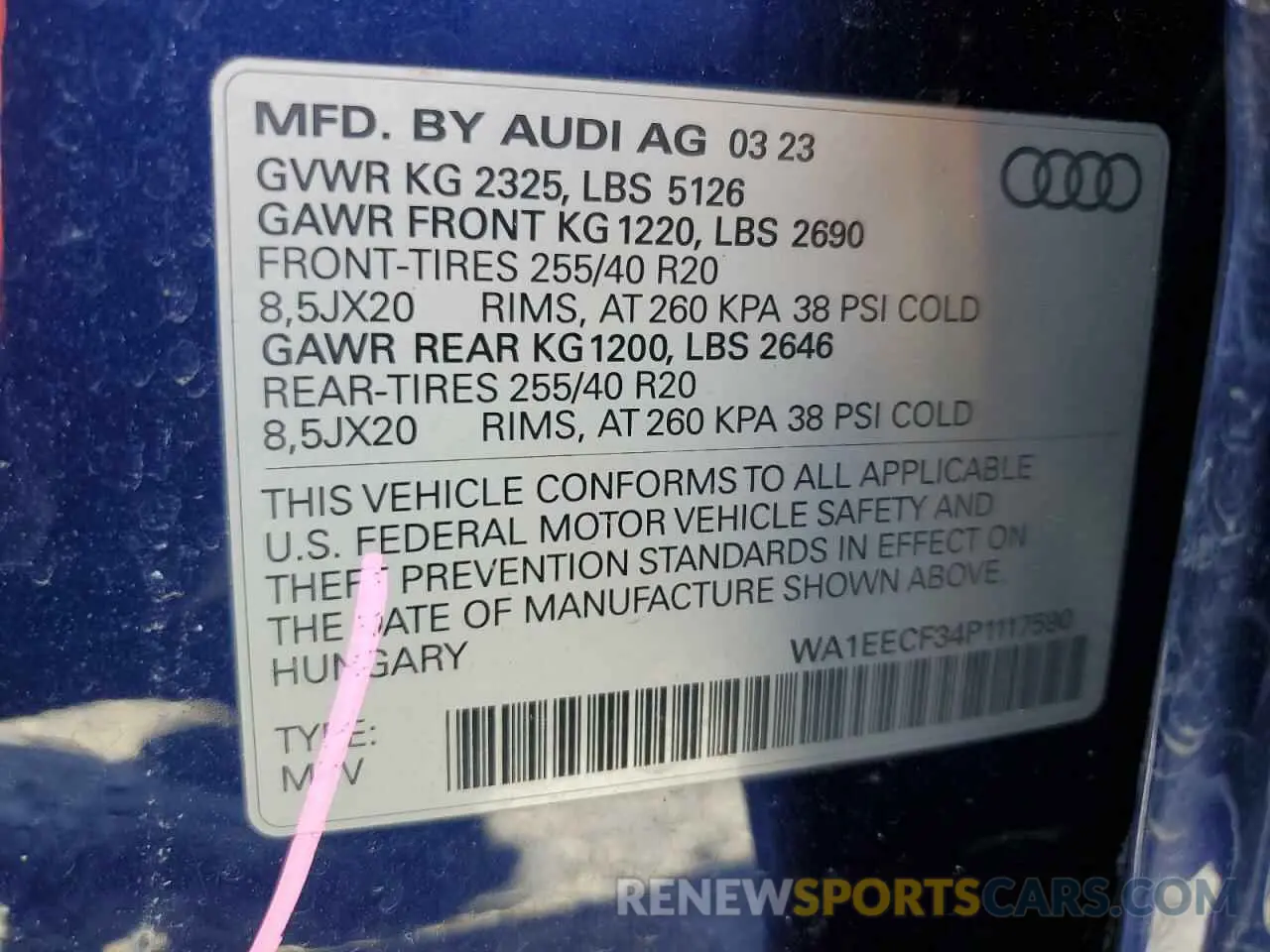 13 Photograph of a damaged car WA1EECF34P1117590 AUDI Q3 2023