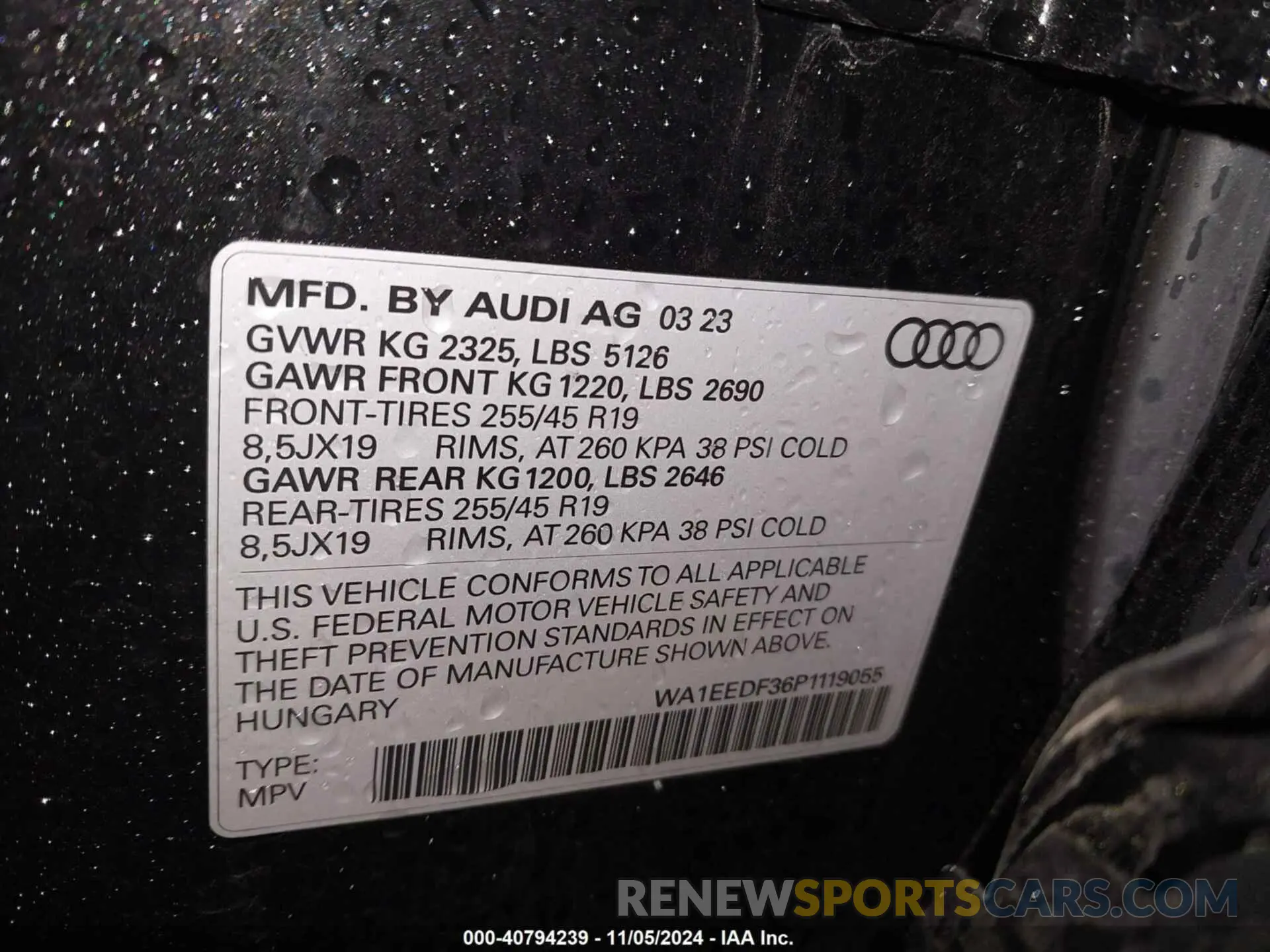 9 Photograph of a damaged car WA1EEDF36P1119055 AUDI Q3 2023