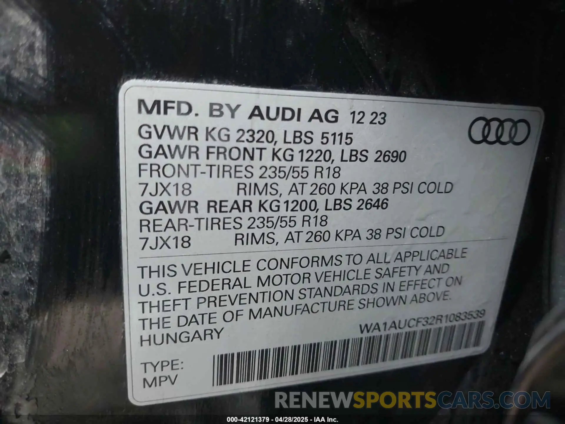 9 Photograph of a damaged car WA1AUCF32R1083539 AUDI Q3 2024