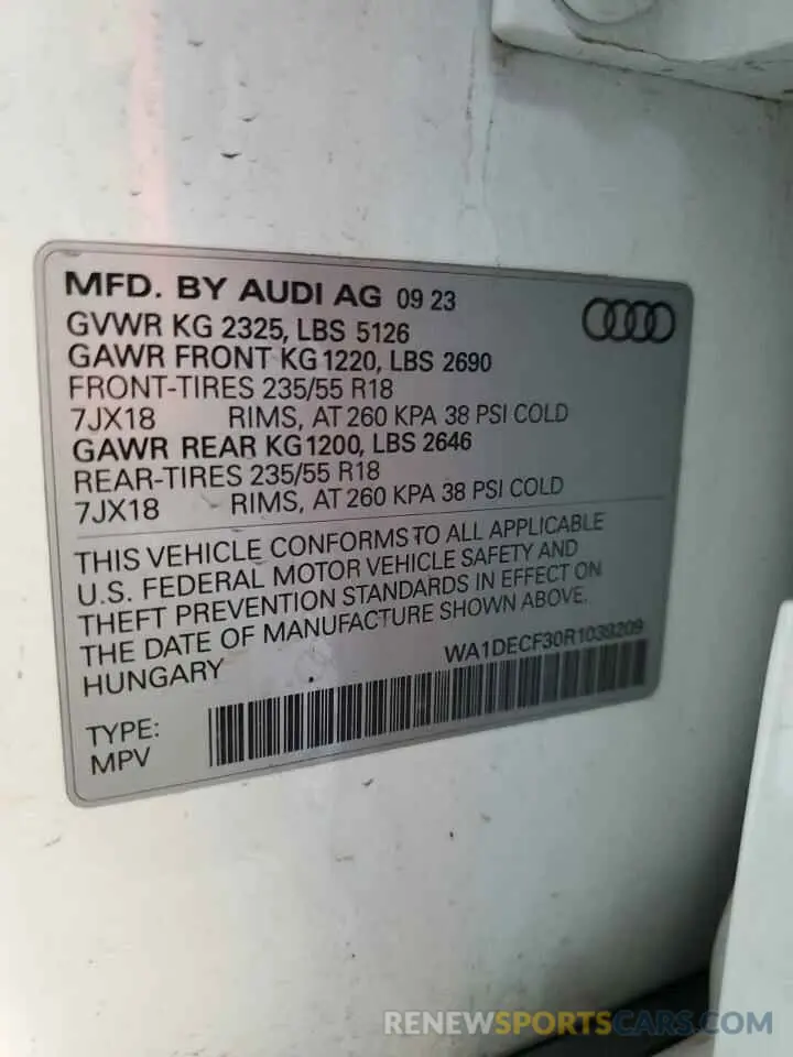 12 Photograph of a damaged car WA1DECF30R1039209 AUDI Q3 2024