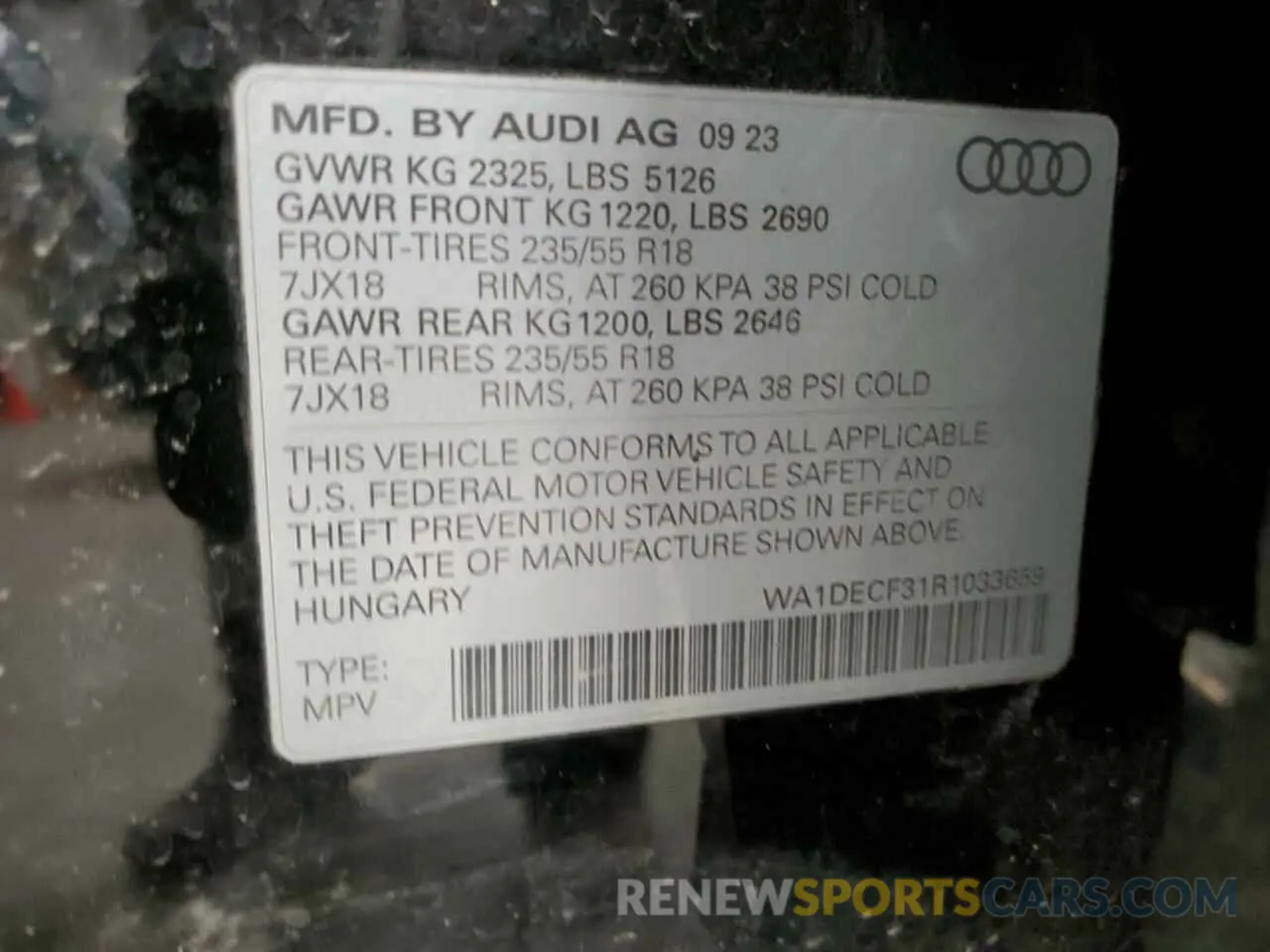 12 Photograph of a damaged car WA1DECF31R1033659 AUDI Q3 2024
