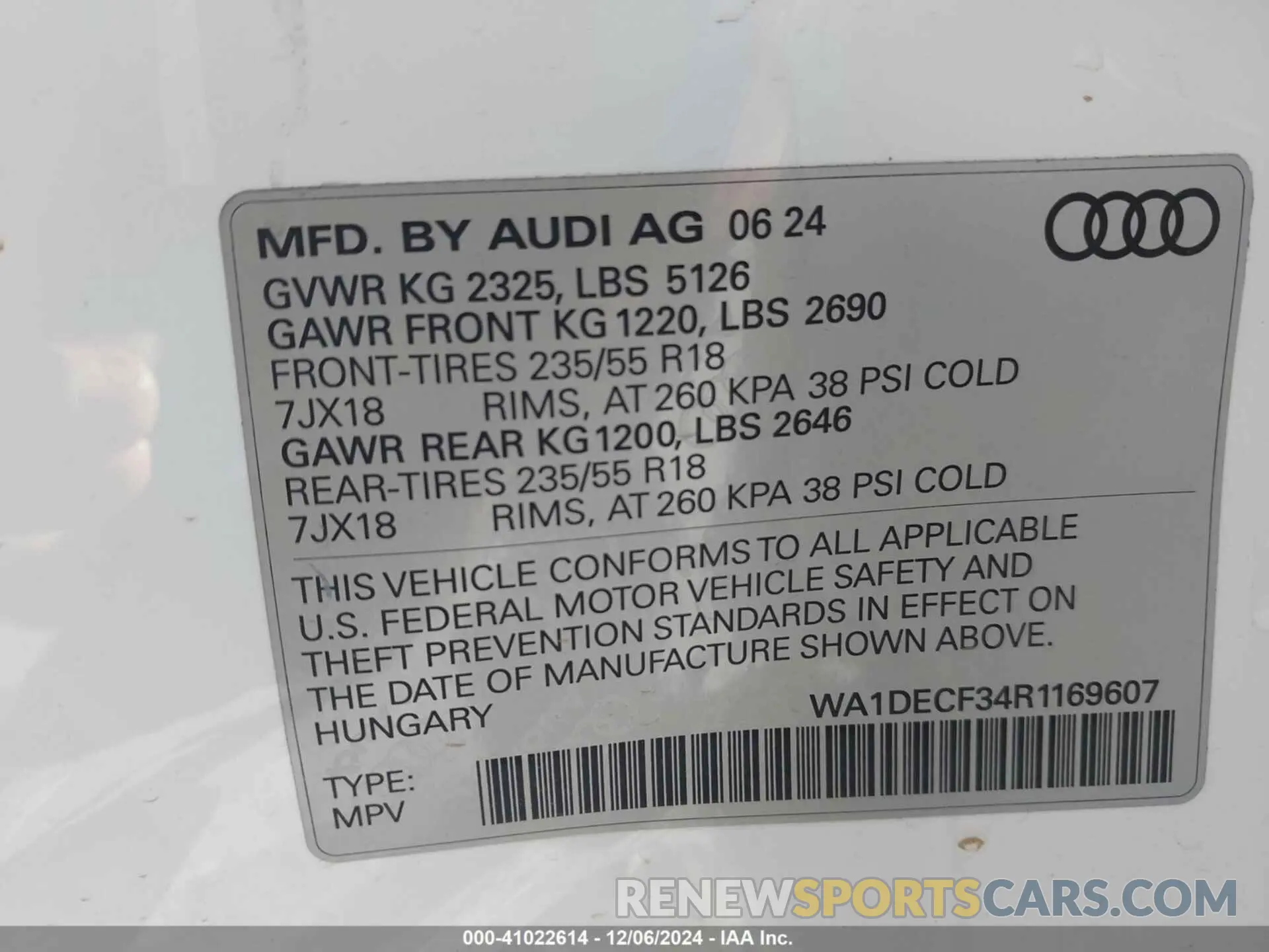 9 Фотография поврежденного автомобиля WA1DECF34R1169607 AUDI Q3 2024