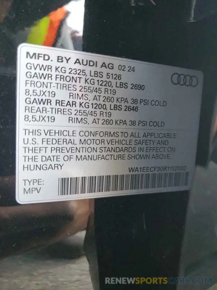 13 Фотография поврежденного автомобиля WA1EECF30R1112003 AUDI Q3 2024