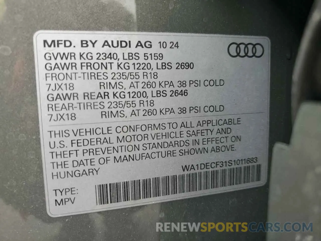 14 Photograph of a damaged car WA1DECF31S1011683 AUDI Q3 2025