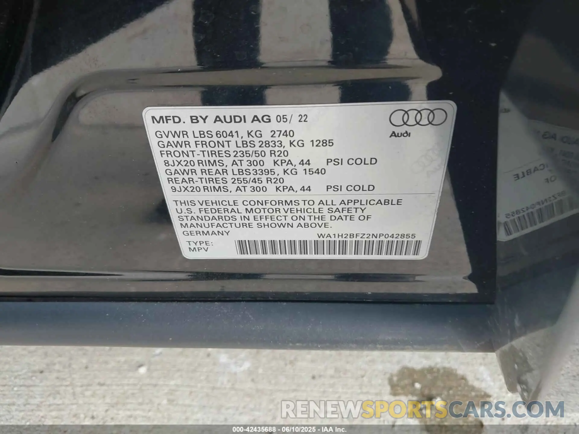 9 Фотография поврежденного автомобиля WA1H2BFZ2NP042855 AUDI Q4 E-TRON 2022